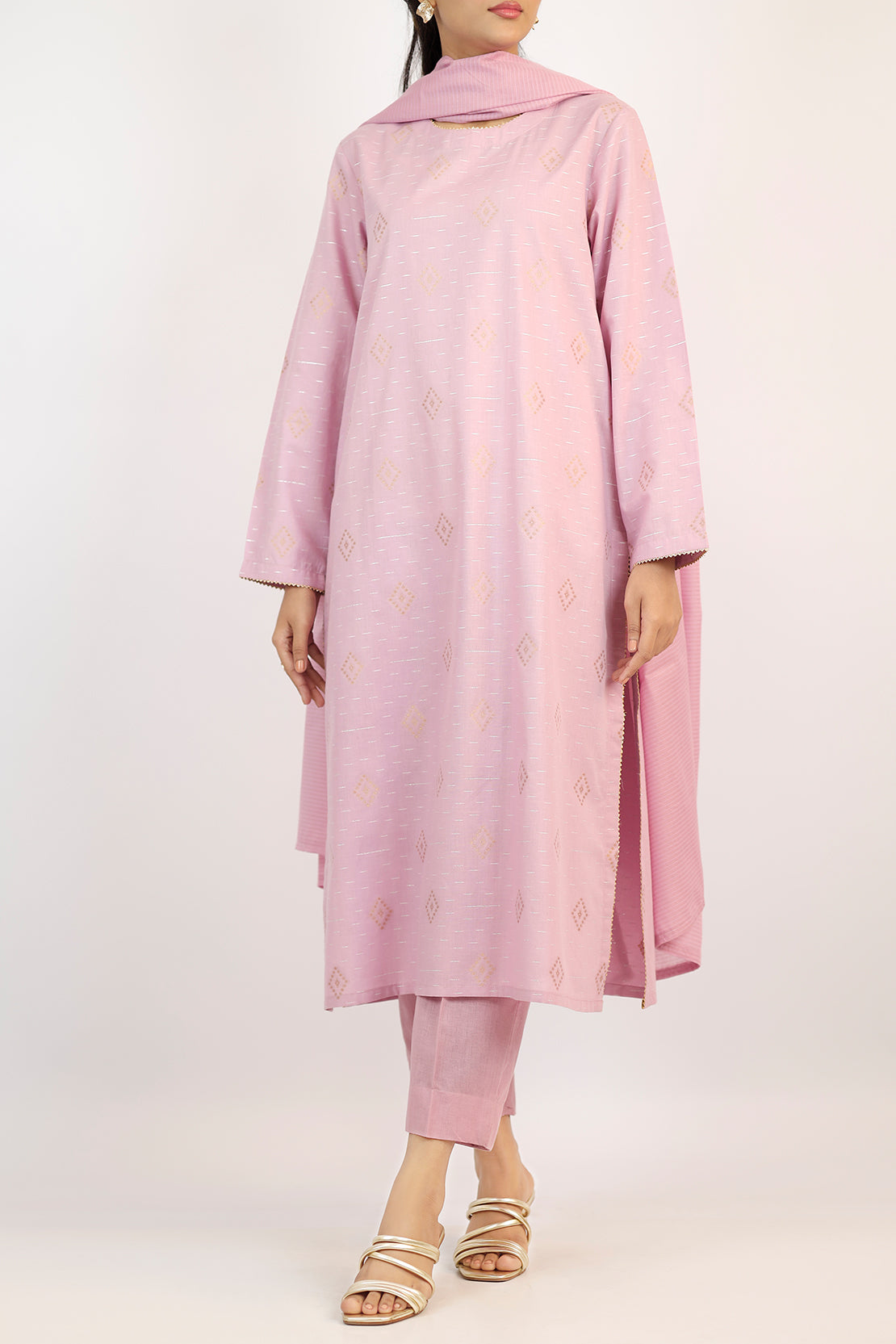 Cotton Jacquard Stitched 2 Piece (Shirt/Dupatta)