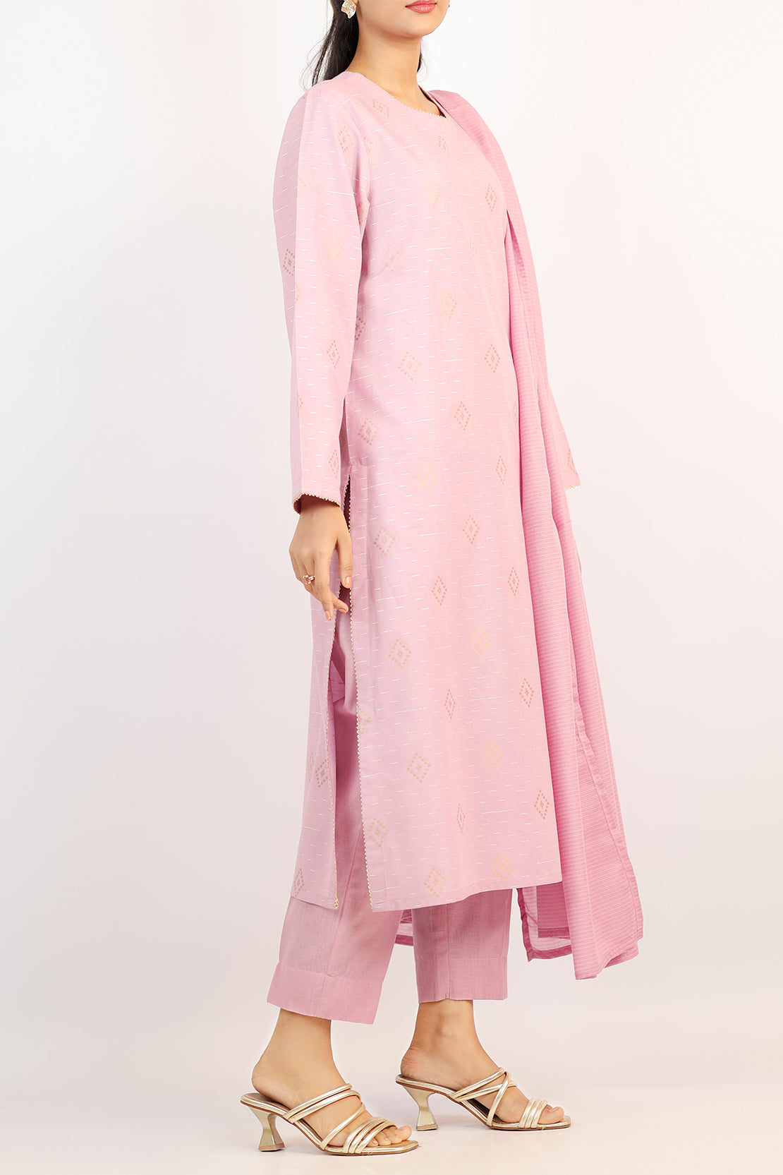 Cotton Jacquard Stitched 2 Piece (Shirt/Dupatta)