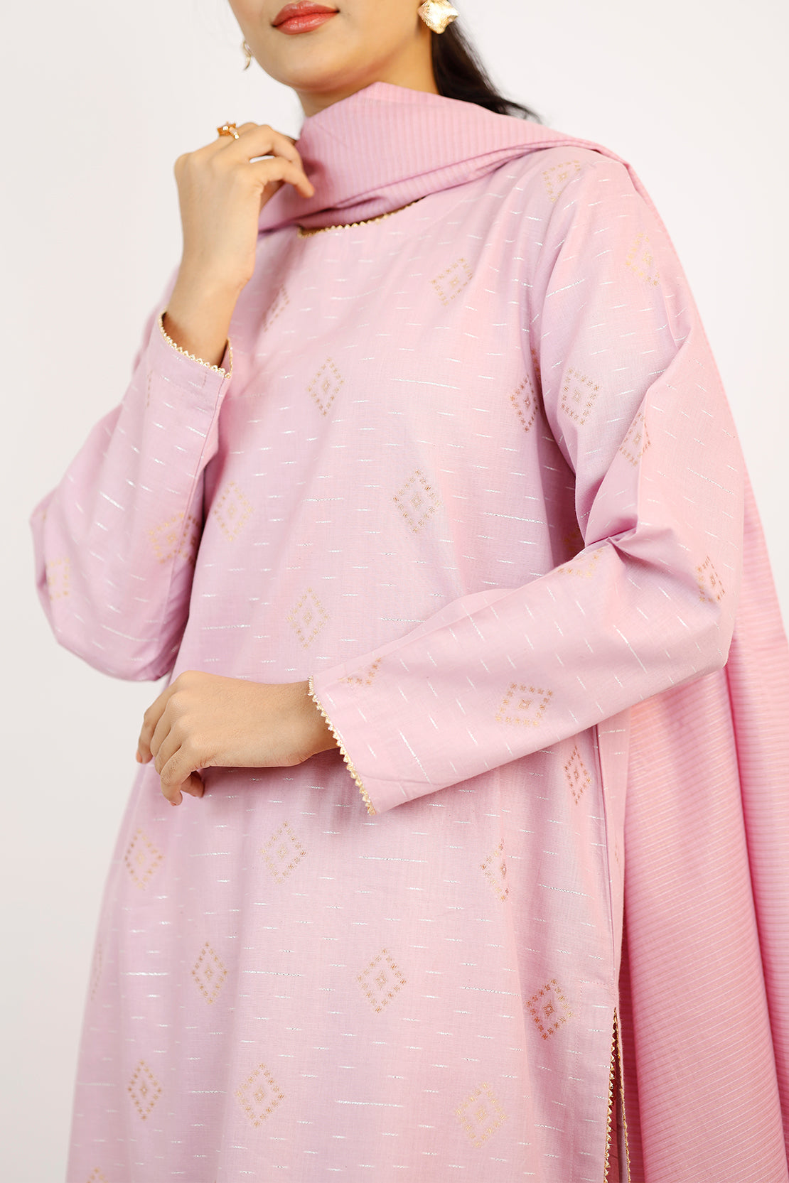 Cotton Jacquard Stitched 2 Piece (Shirt/Dupatta)