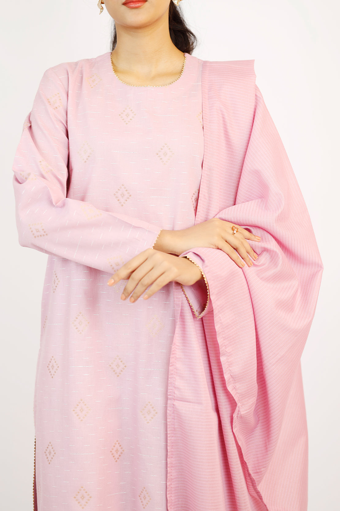 Cotton Jacquard Stitched 2 Piece (Shirt/Dupatta)