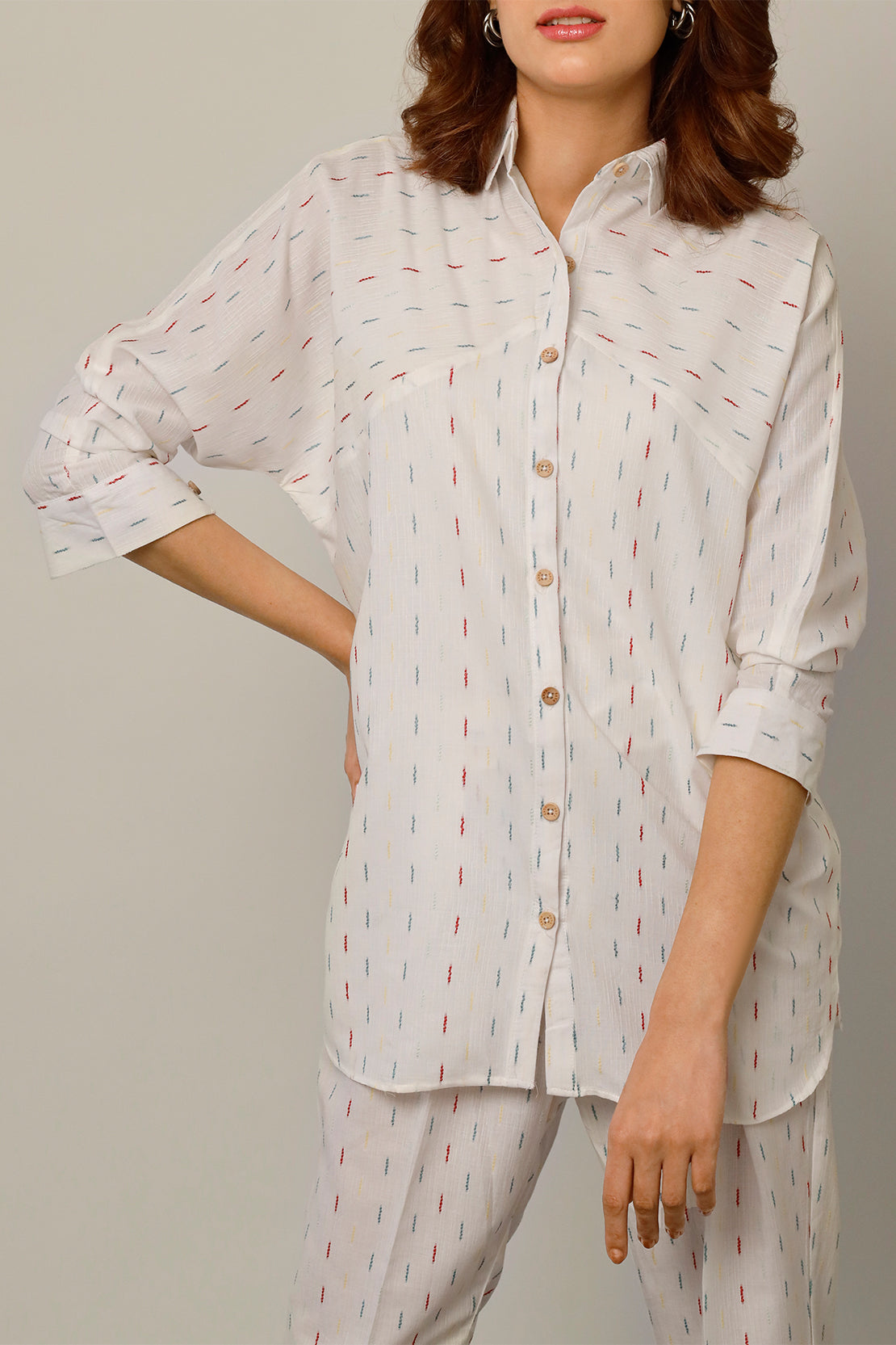 Jacquard Cotton Stitched Shirt