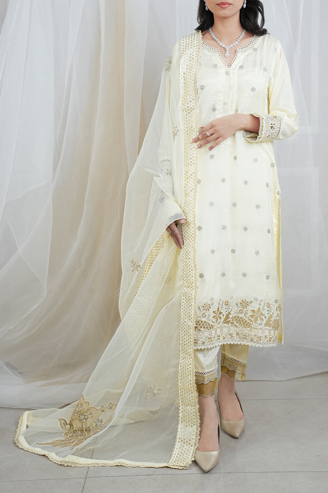 Luxury Pret Embroidered Raw Silk Stitched 3 Piece