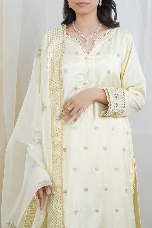 Luxury Pret Embroidered Raw Silk Stitched 3 Piece