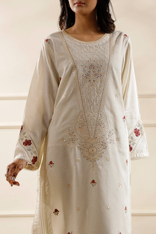 Embroidered Cotton Jacquard Stitched 2 Piece (Shirt/Trouser)