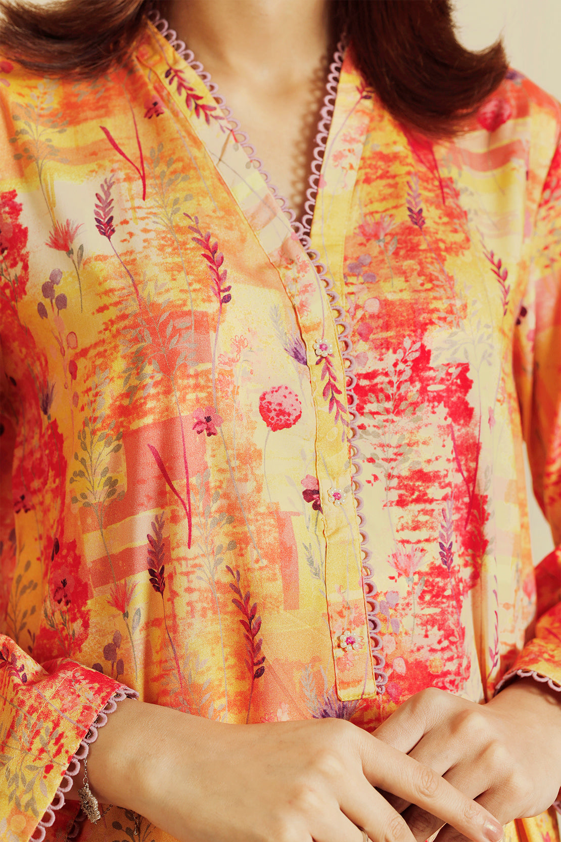 Printed Cotton Viscose Stitched 3 Piece