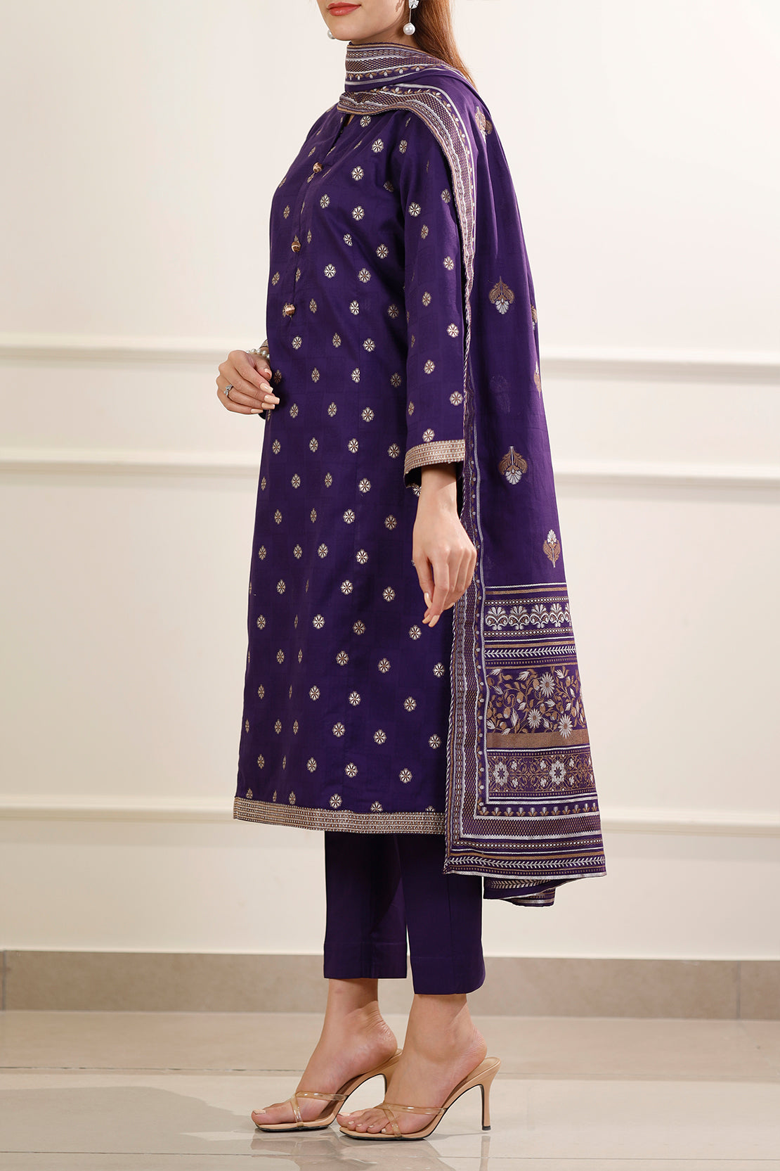 Cotton Jacquard Stitched 2 Piece (Shirt/Trouser)