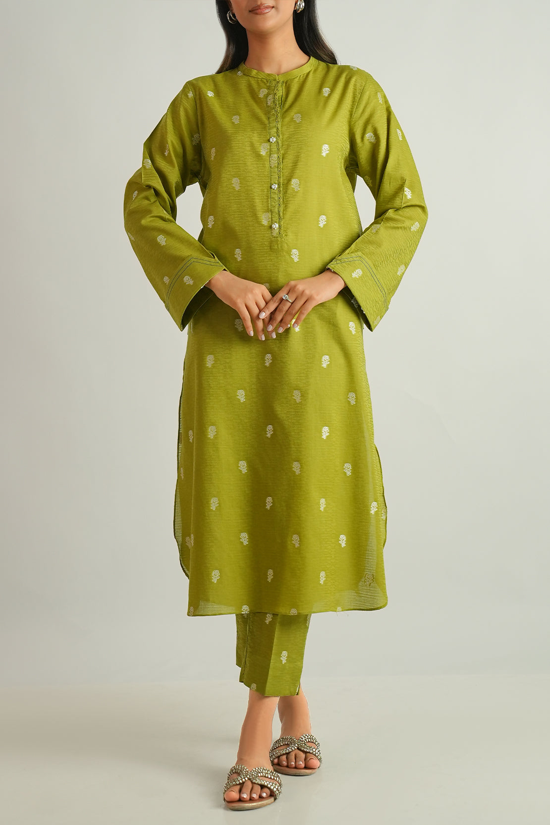 Cotton Jacquard Stitched 2 Piece (Shirt/Trouser)