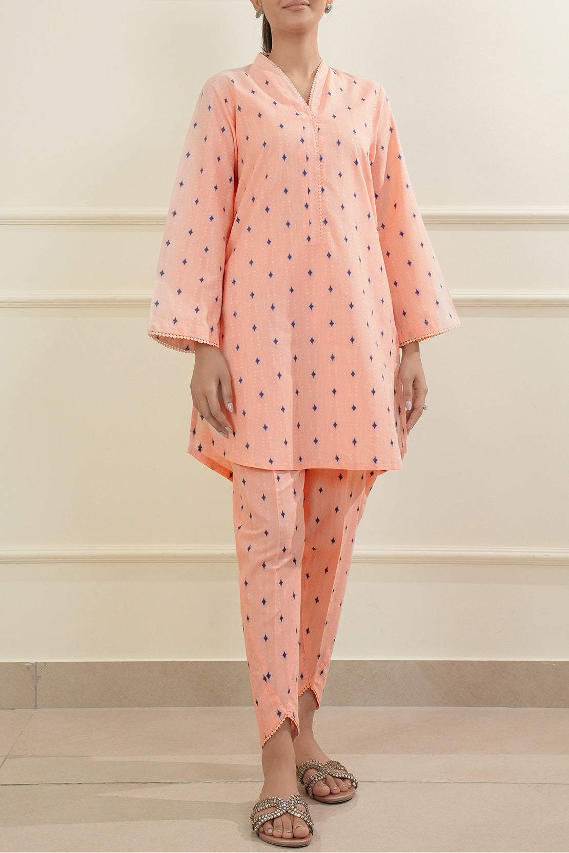 Cotton Jacquard Stitched 2 Piece (Shirt/Trouser)