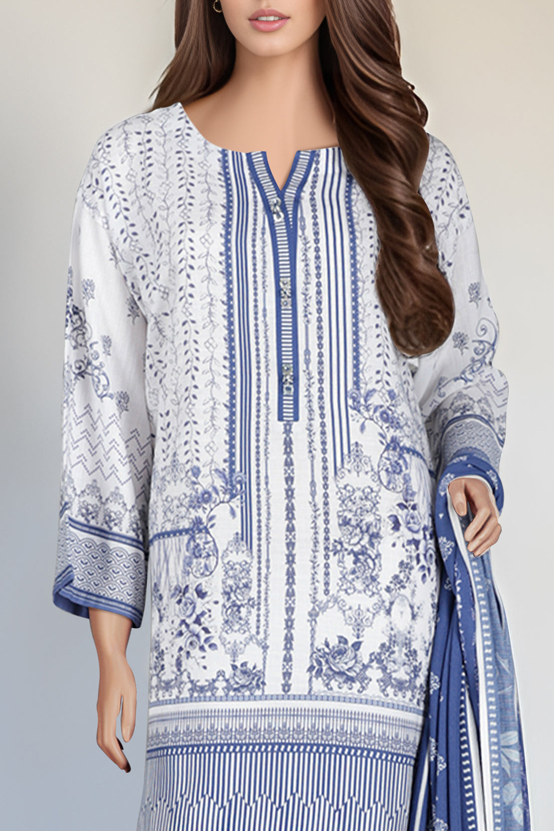 Unstitched Printed  Lawn Shirt