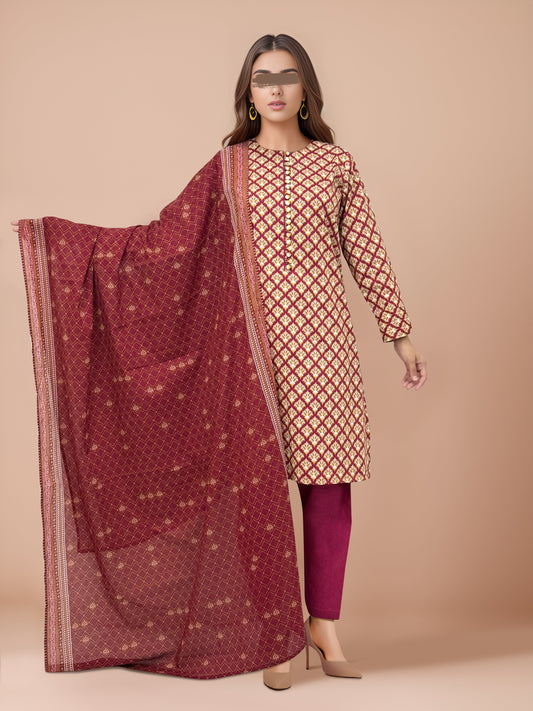 Unstitched Printed Cotton Viscose 3 Piece