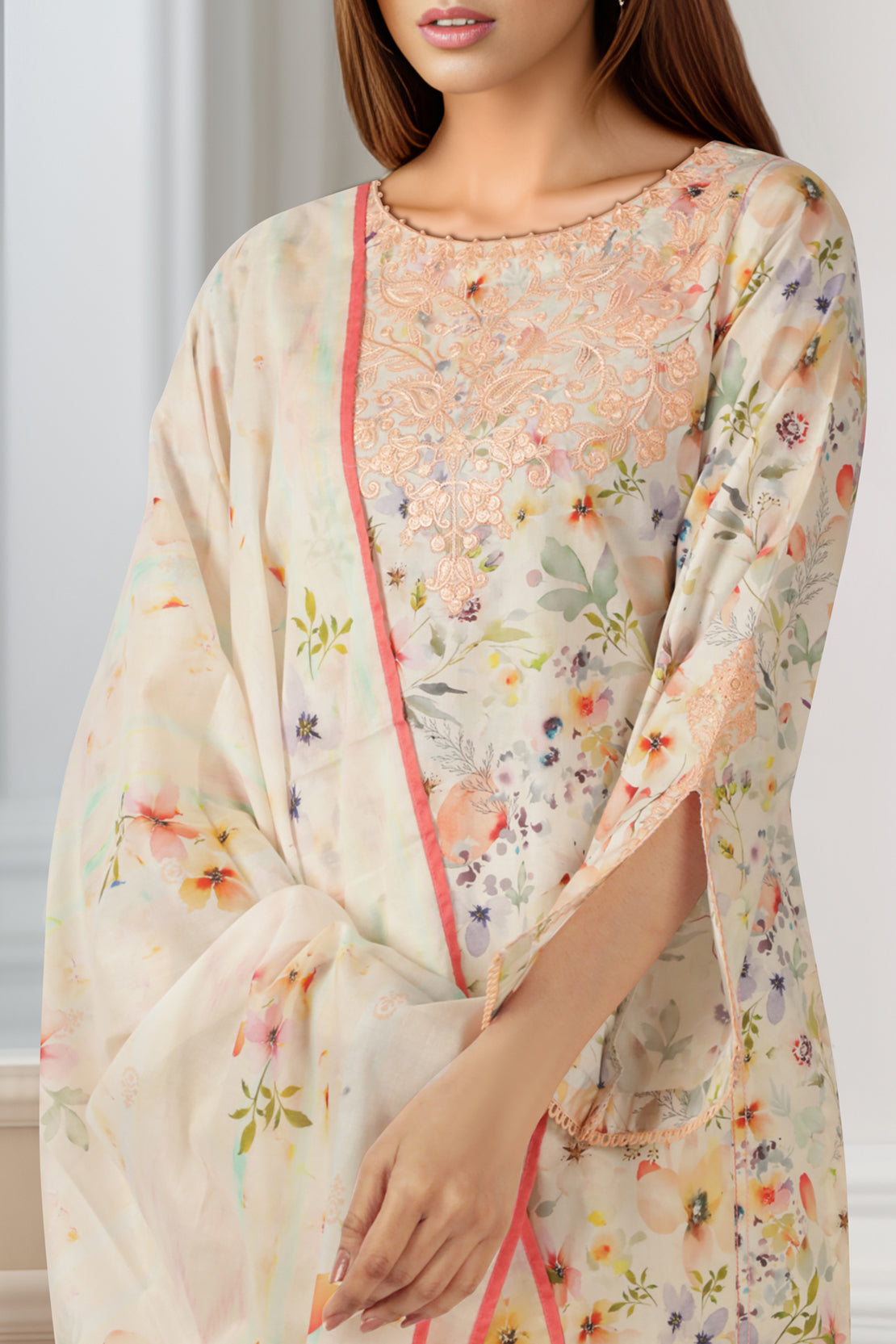 Unstitched Embroidered Self Jacquard 3 Piece