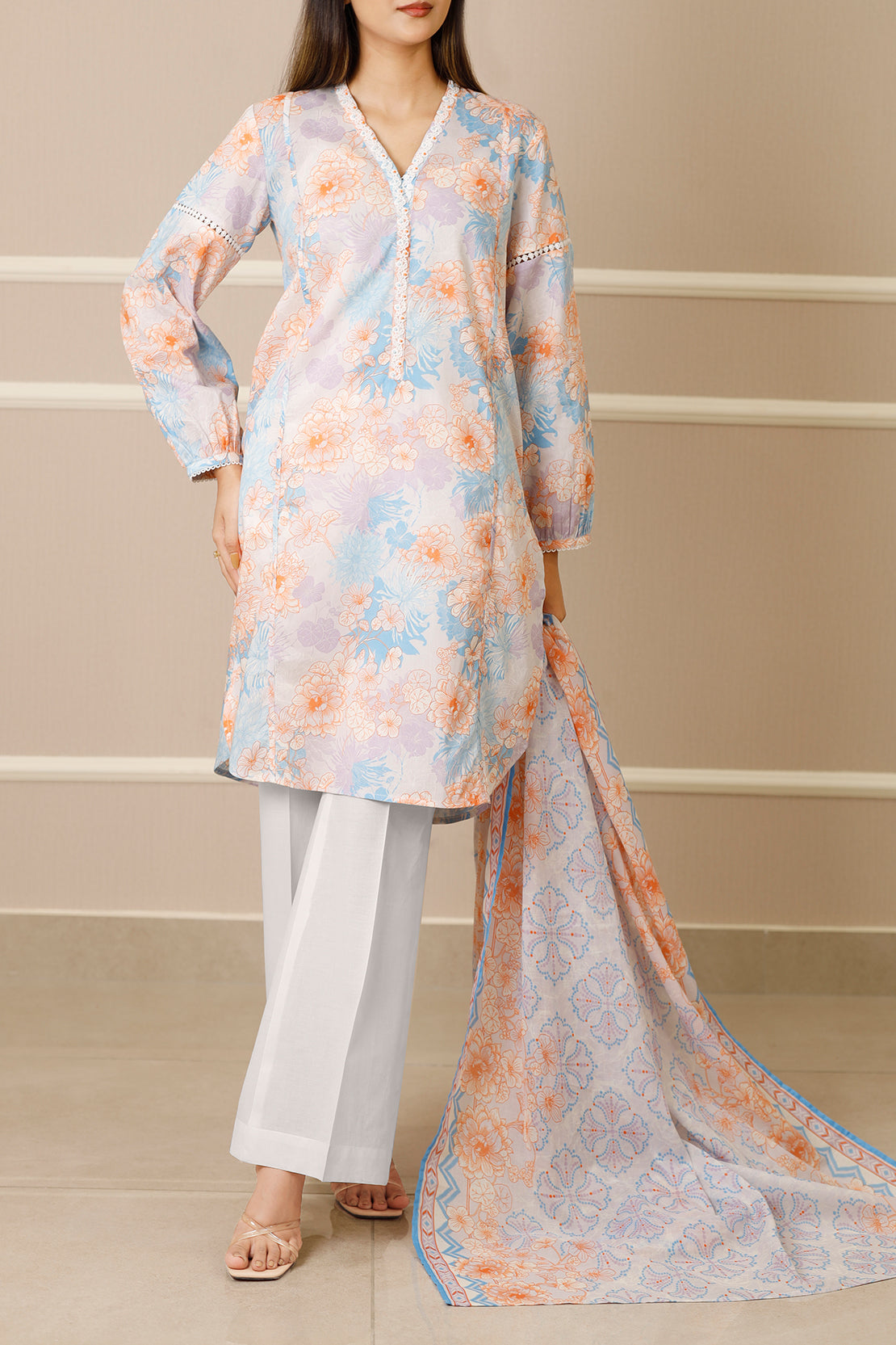 Unstitched Printed Lawn 3 Piece