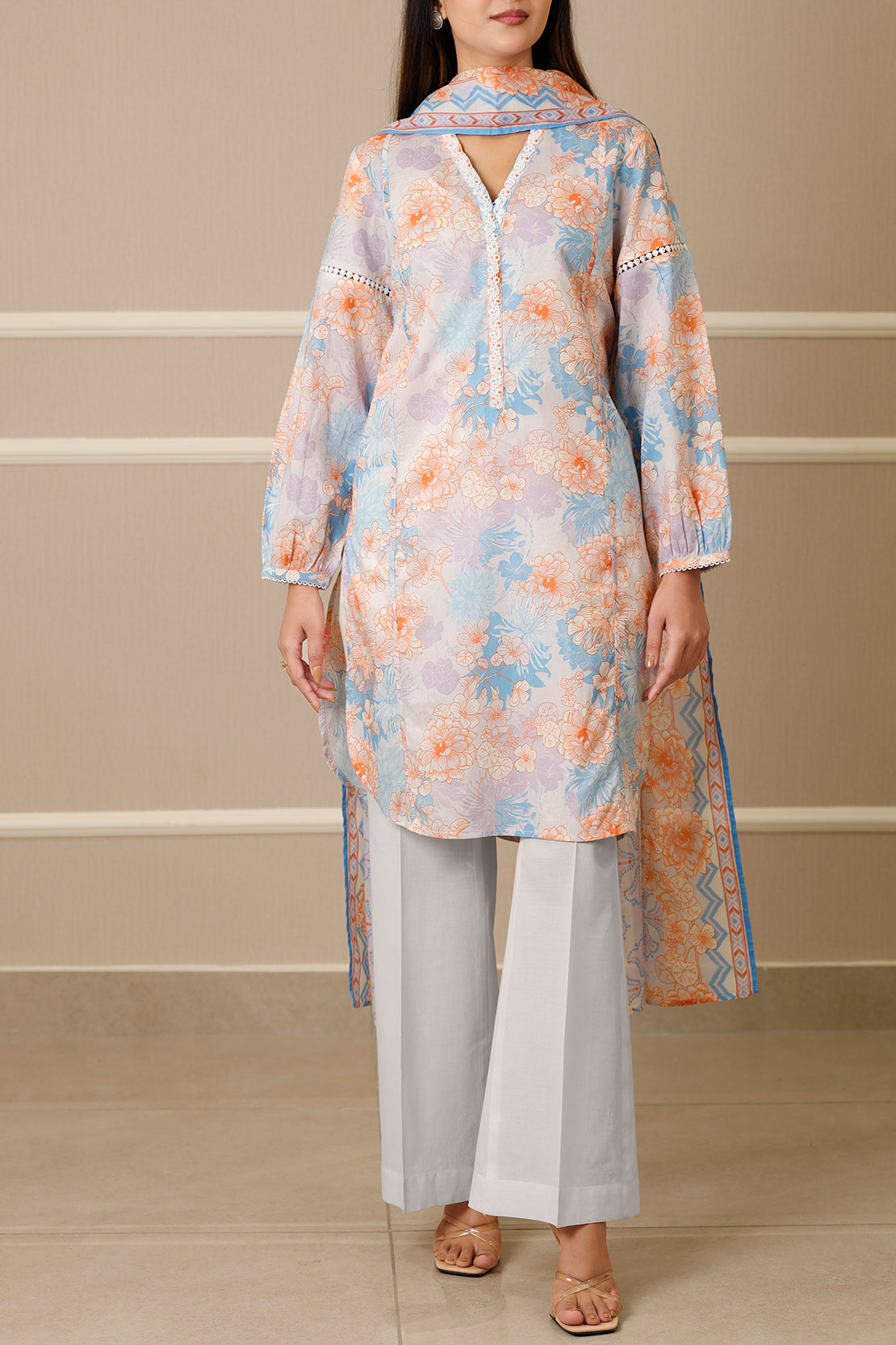 Unstitched Printed Lawn 3 Piece
