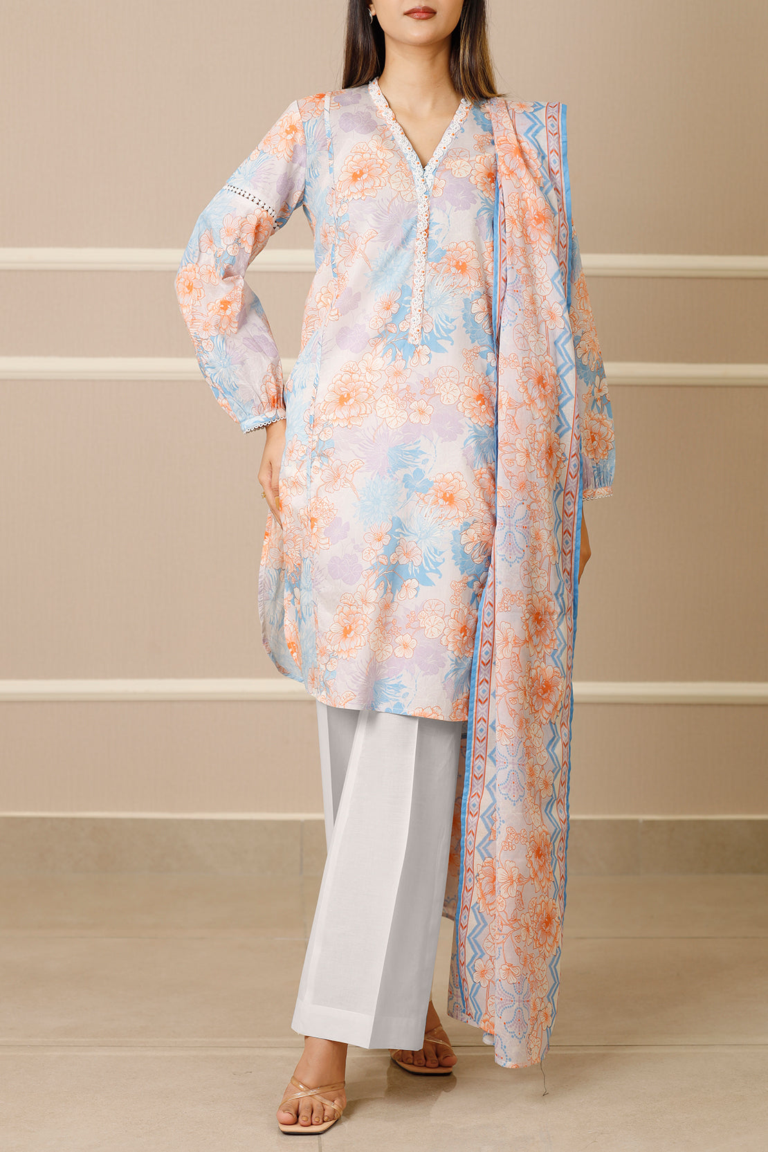 Unstitched Printed Lawn 3 Piece