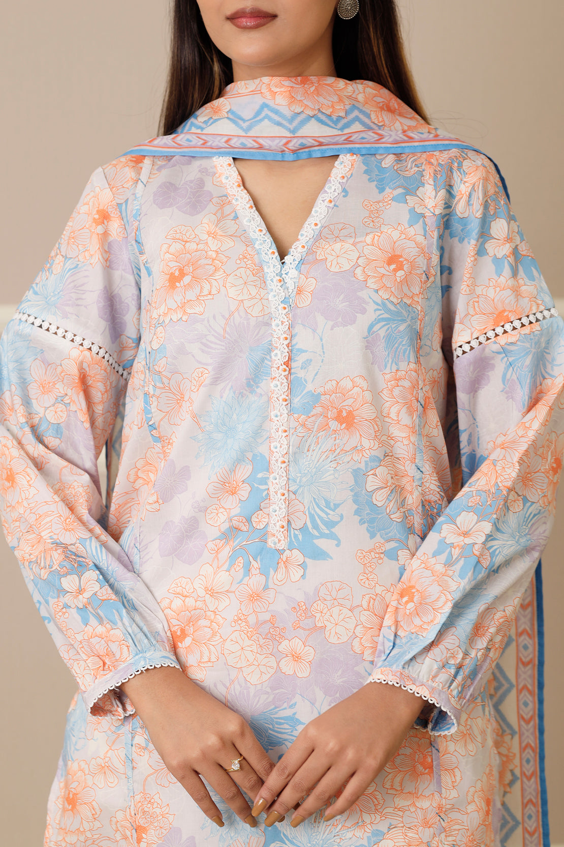 Unstitched Printed Lawn 3 Piece