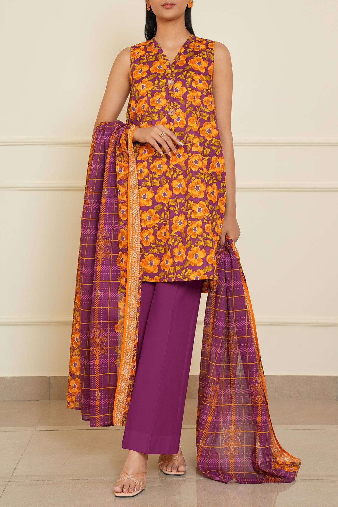 Unstitched Printed Lawn 3 Piece