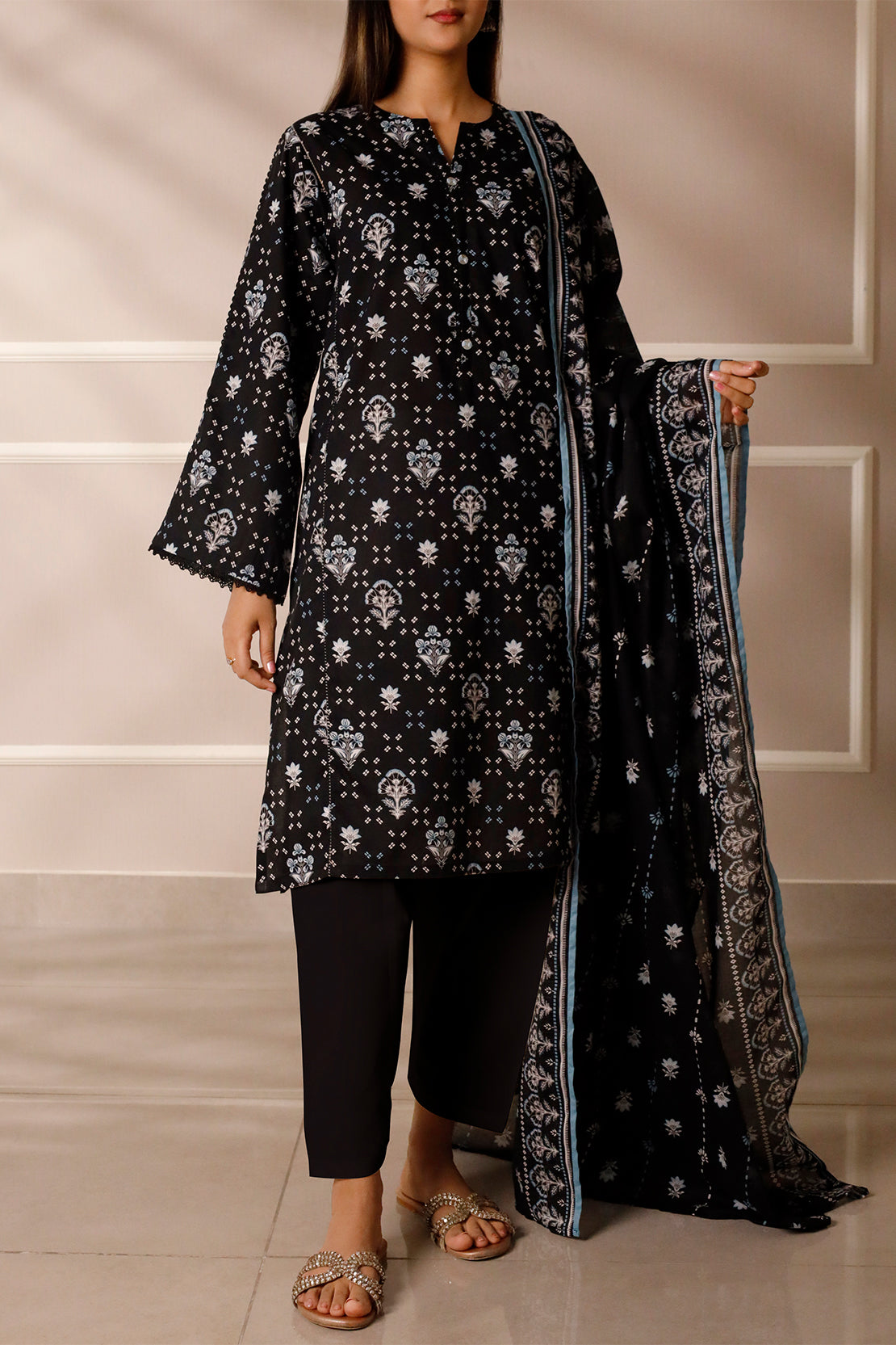 Unstitched Printed Lawn 3 Piece