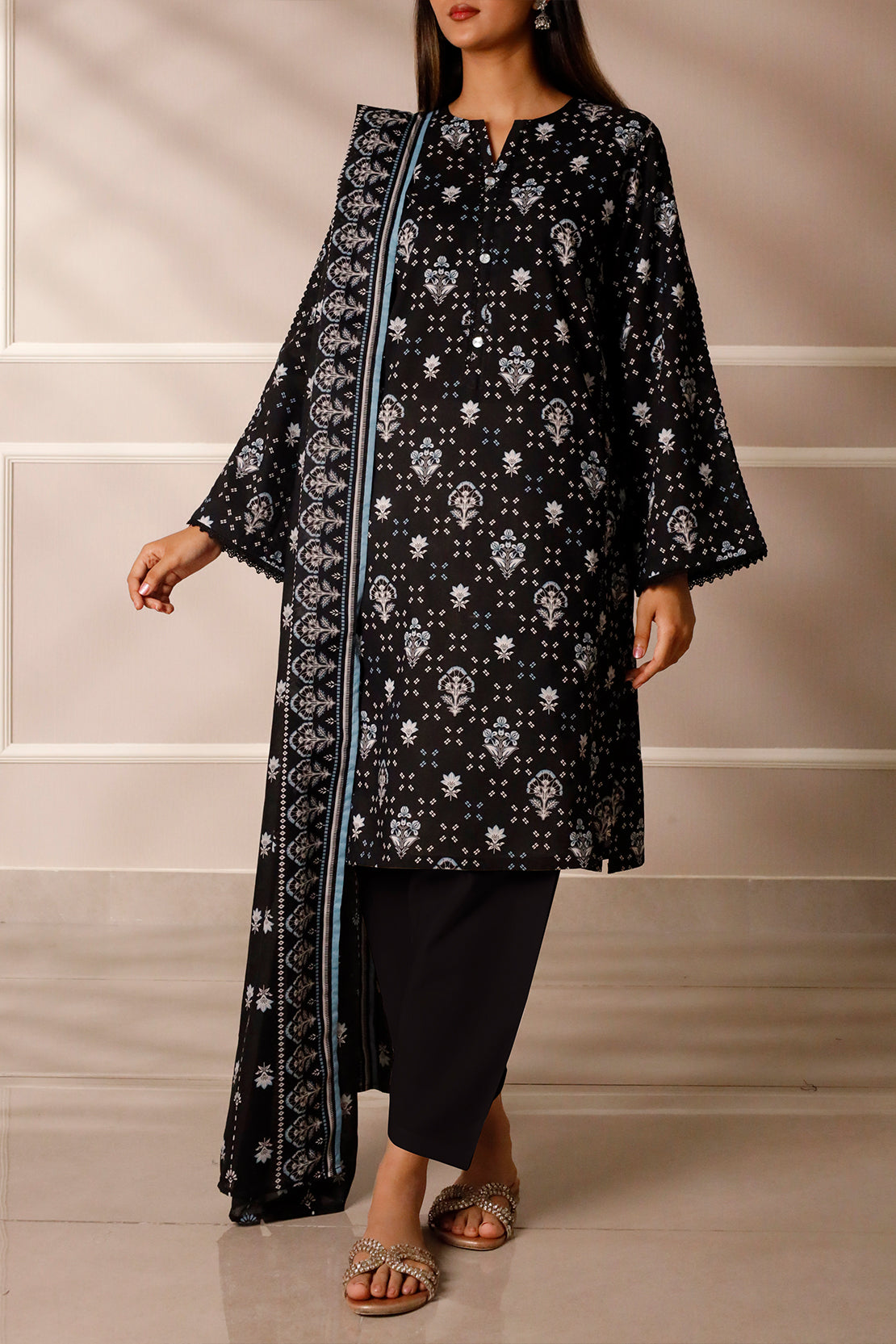Unstitched Printed Lawn 3 Piece