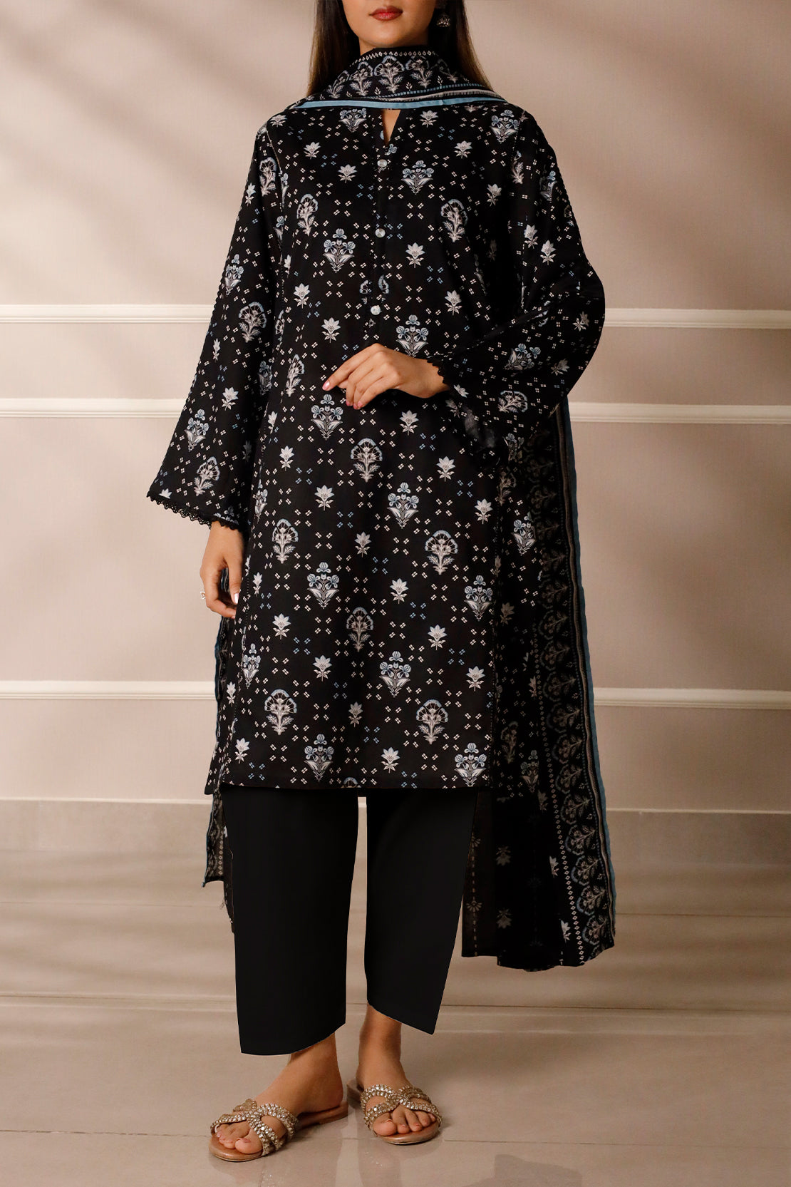 Unstitched Printed Lawn 3 Piece
