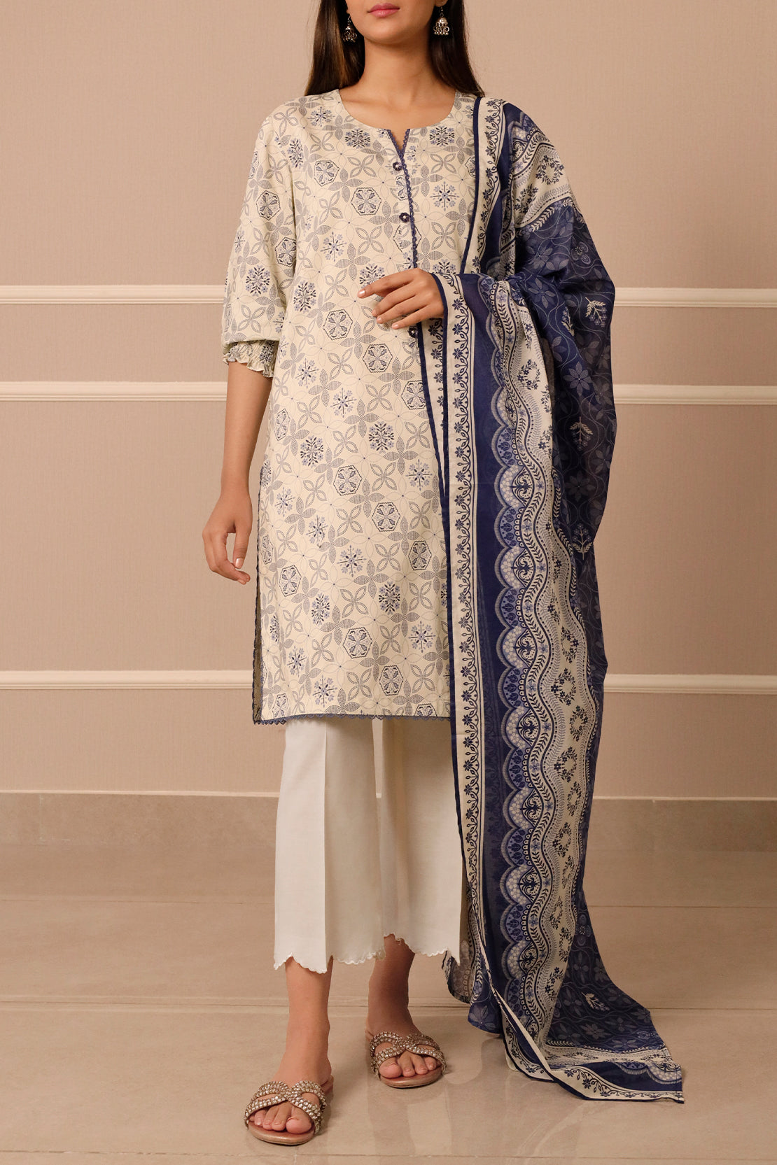 Unstitched Printed Lawn 3 Piece