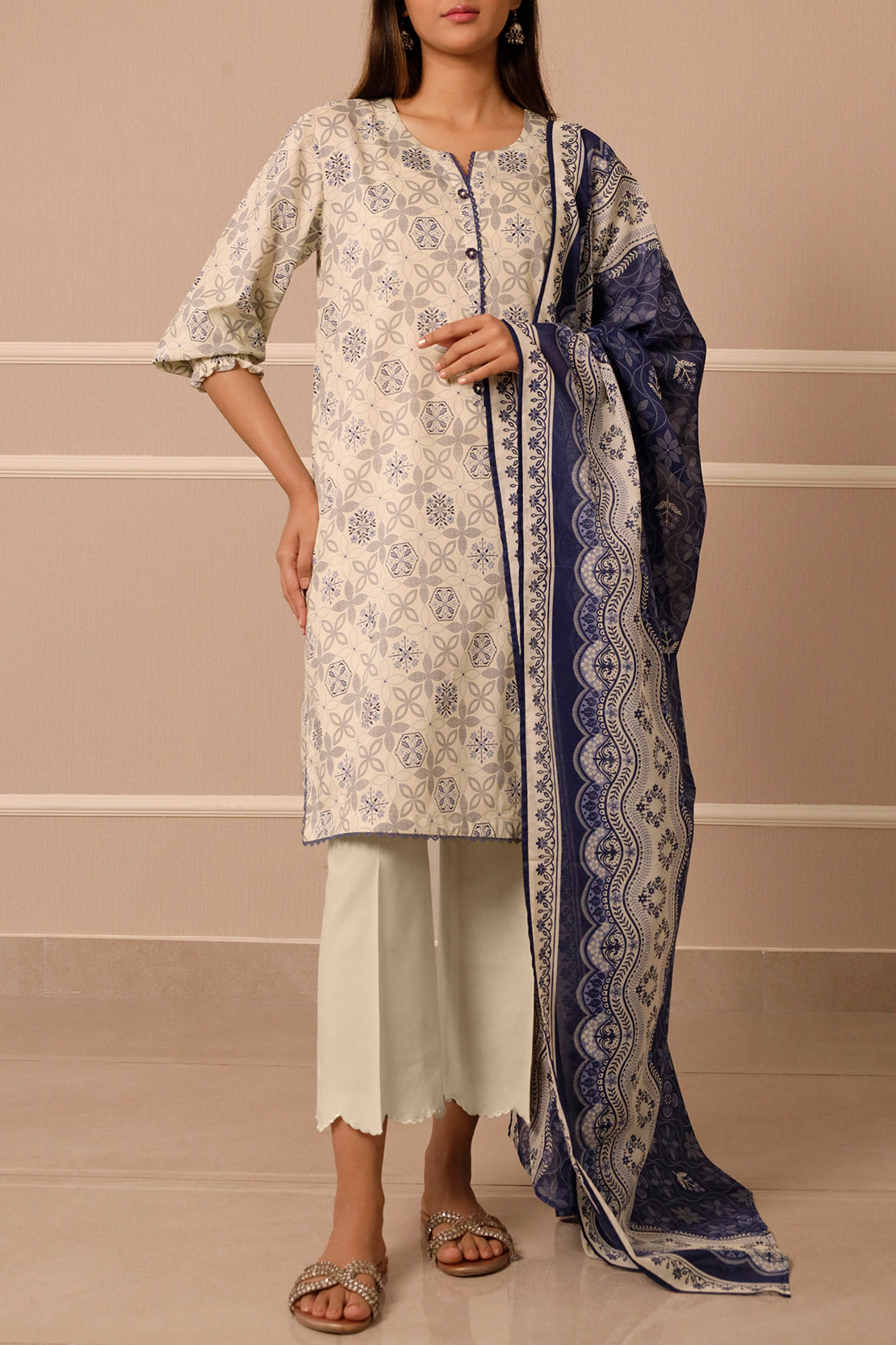 Unstitched Printed Lawn 3 Piece