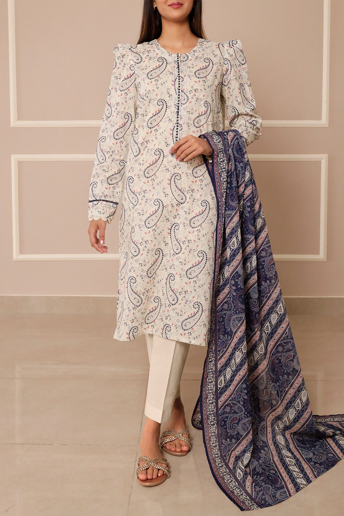 Unstitched Printed Lawn 3 Piece