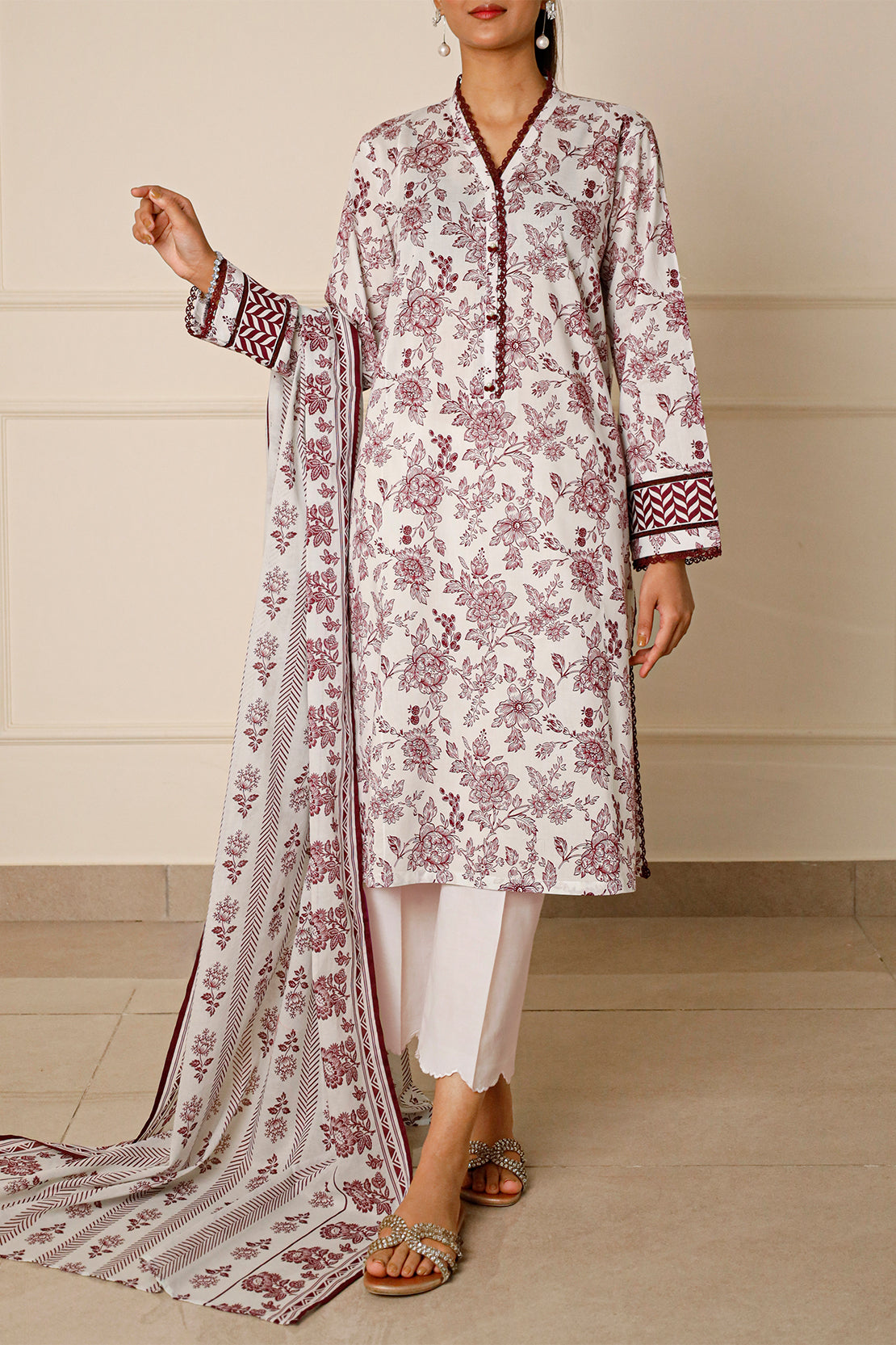 Unstitched Printed Lawn 3 Piece