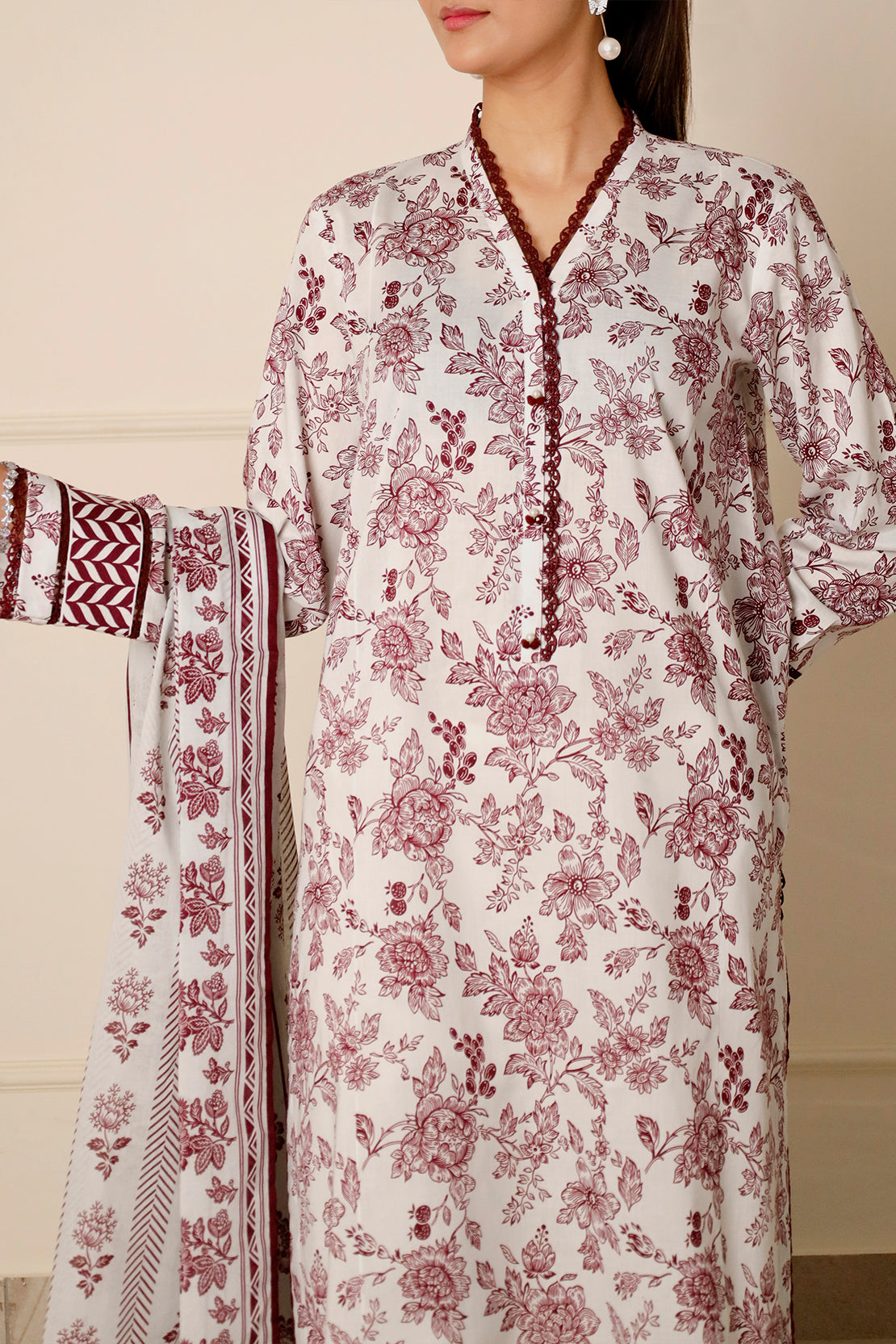 Unstitched Printed Lawn 3 Piece