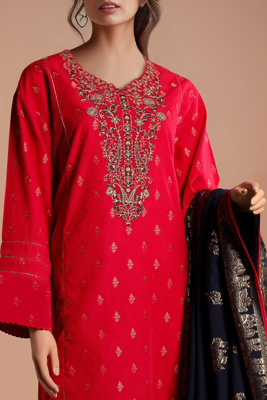 Unstitched Emb Jacquard Cotton 2 Piece (Shirt/Trouser)