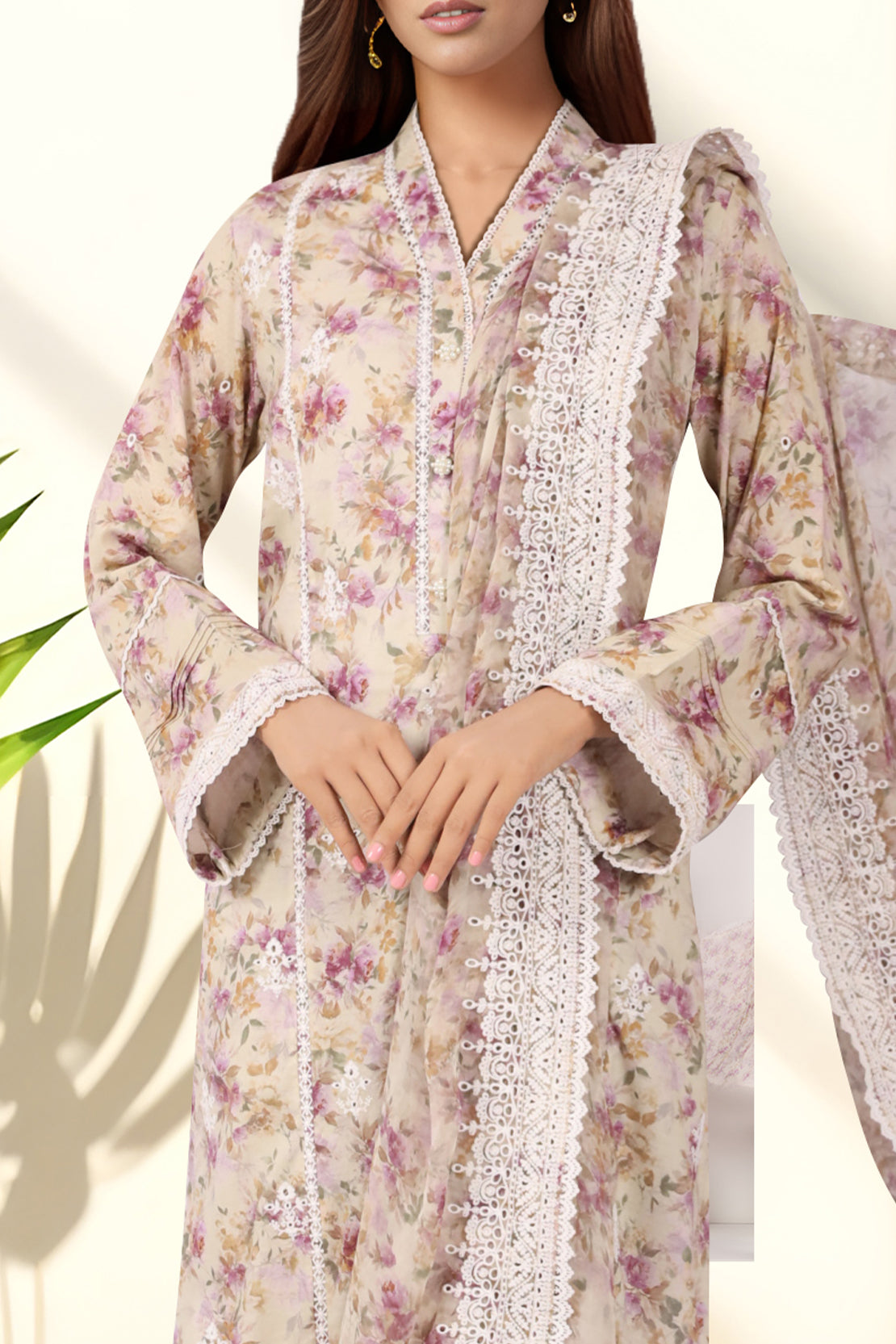 Unstitched Embroidered Self Jacquard 3 Piece With Chiffon Dupatta