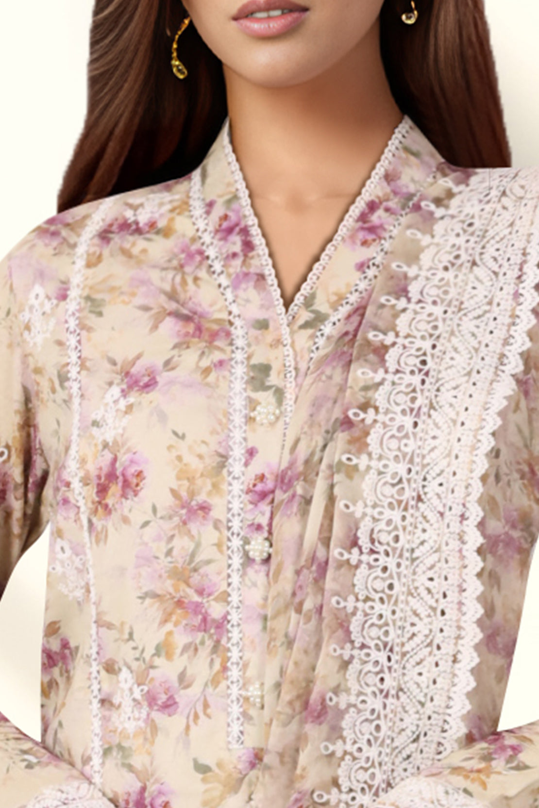 Unstitched Embroidered Self Jacquard 3 Piece With Chiffon Dupatta