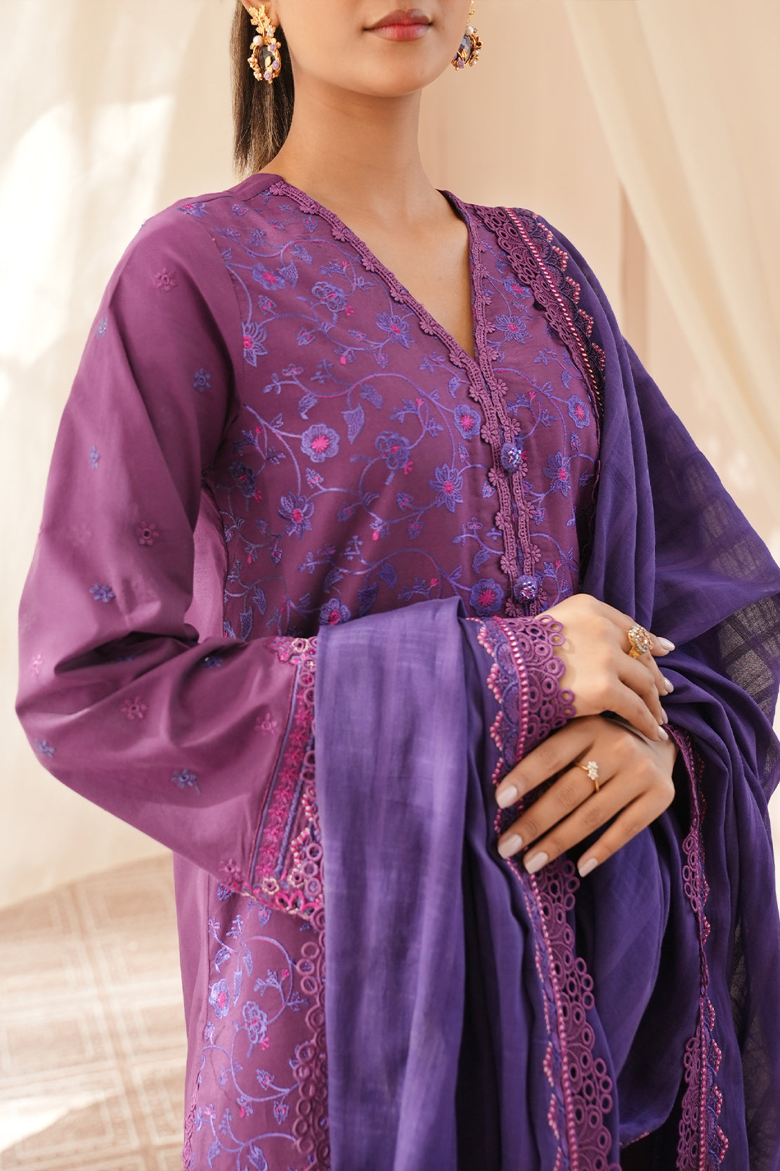 Unstitched Embroidered Cambric 3 Piece