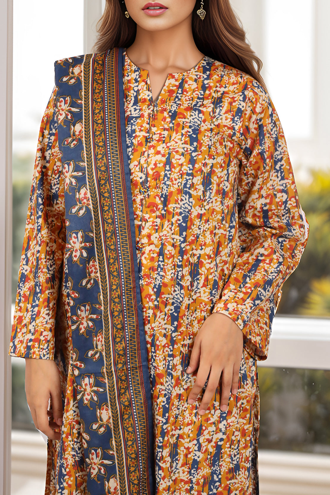 Unstitched Printed Lawn 3 Piece
