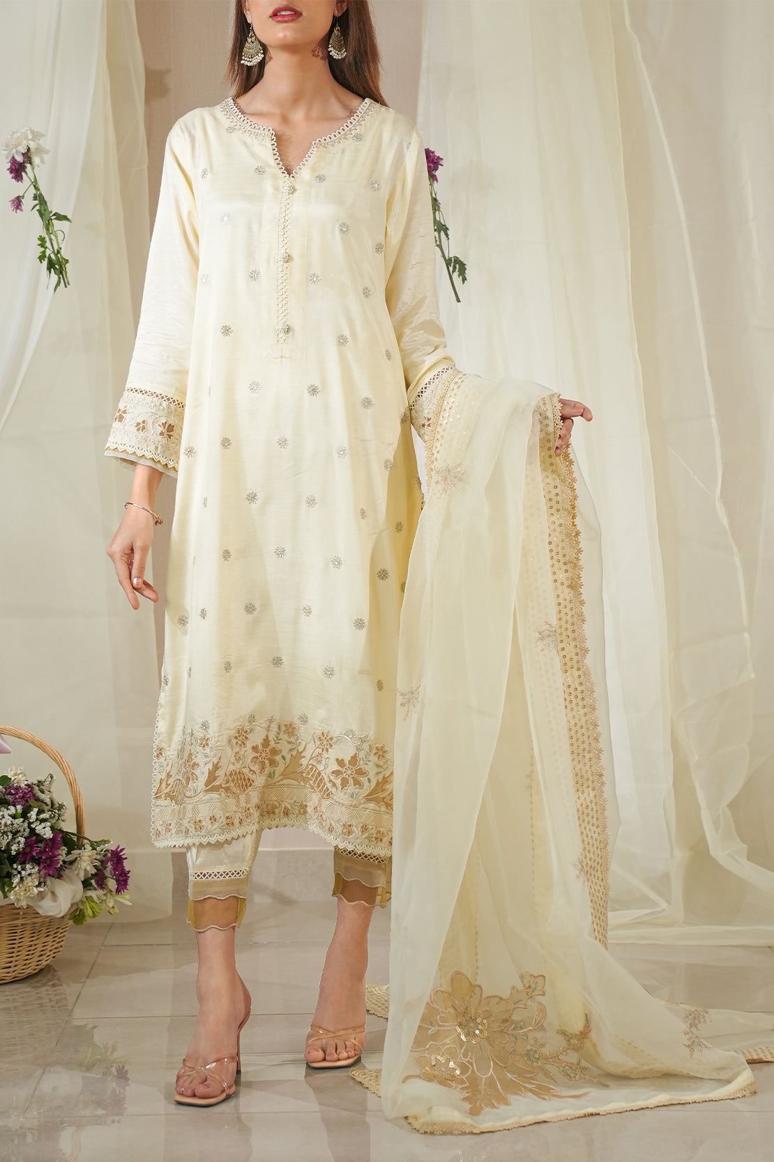 Unstitched Embroidered Raw Silk 3 Piece