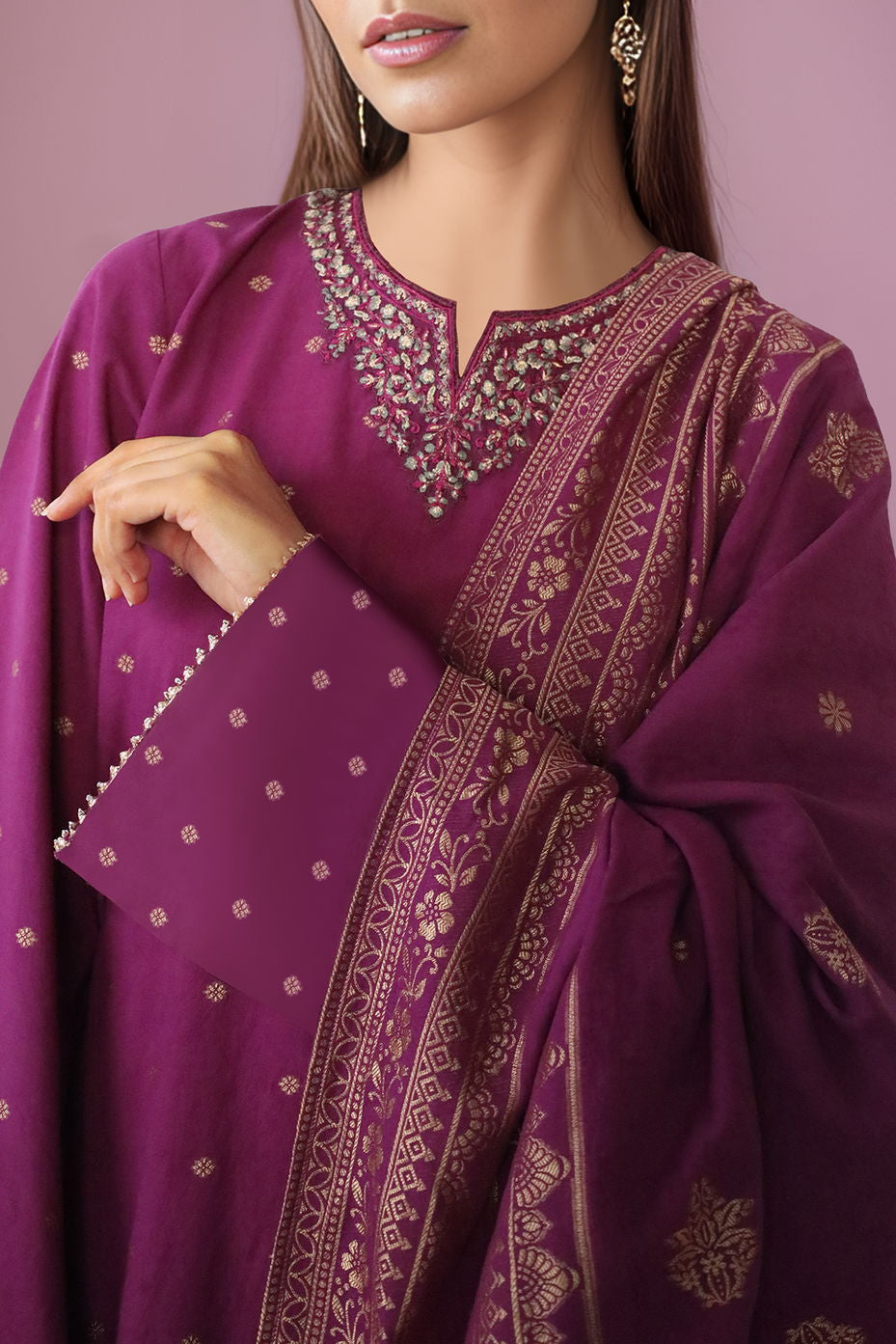 Unstitched Embroidered  Cotton Jacquard 2 Piece (Shirt/Trouser)