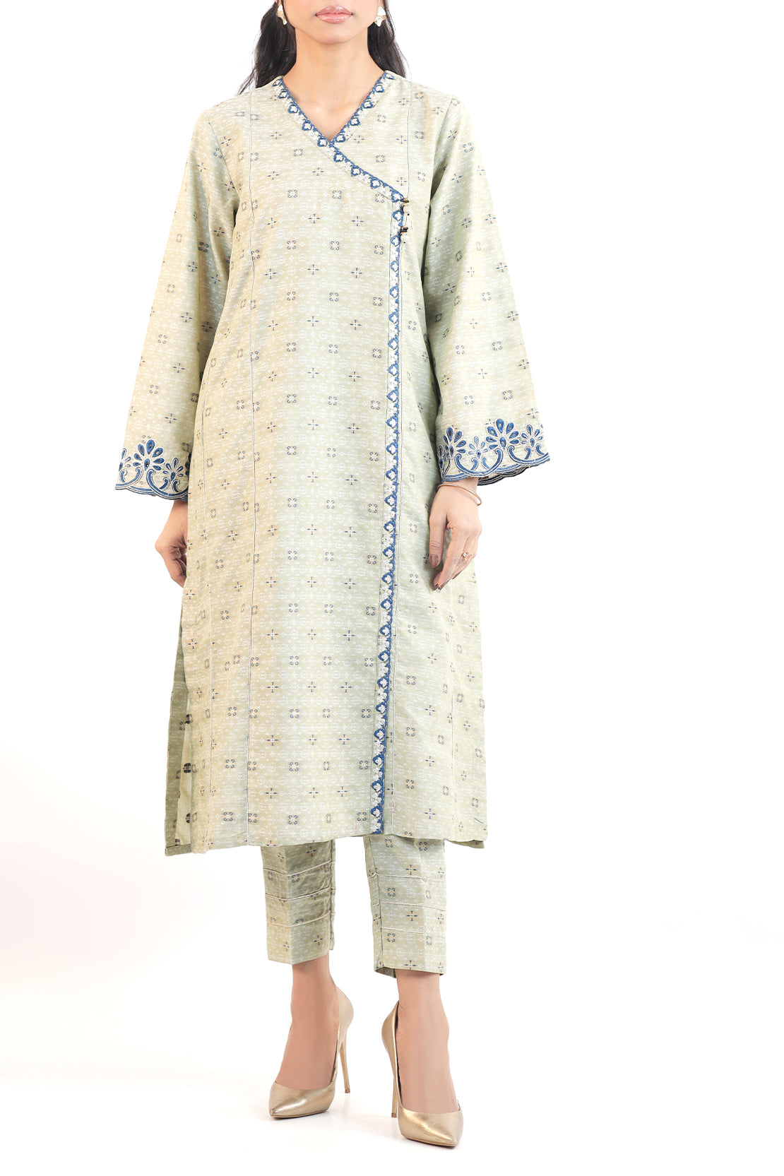 Embroidered Cotton Jacquard Stitched 2 Piece (Shirt/Trouser)
