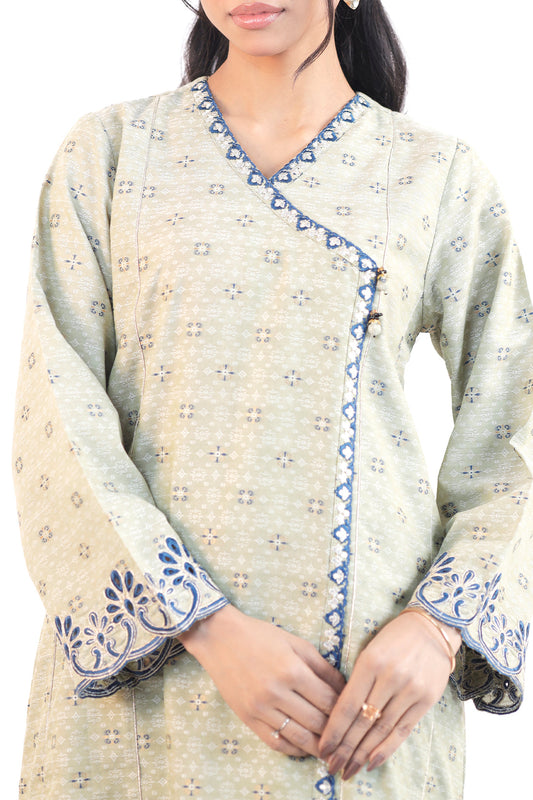Embroidered Cotton Jacquard Stitched 2 Piece (Shirt/Trouser)
