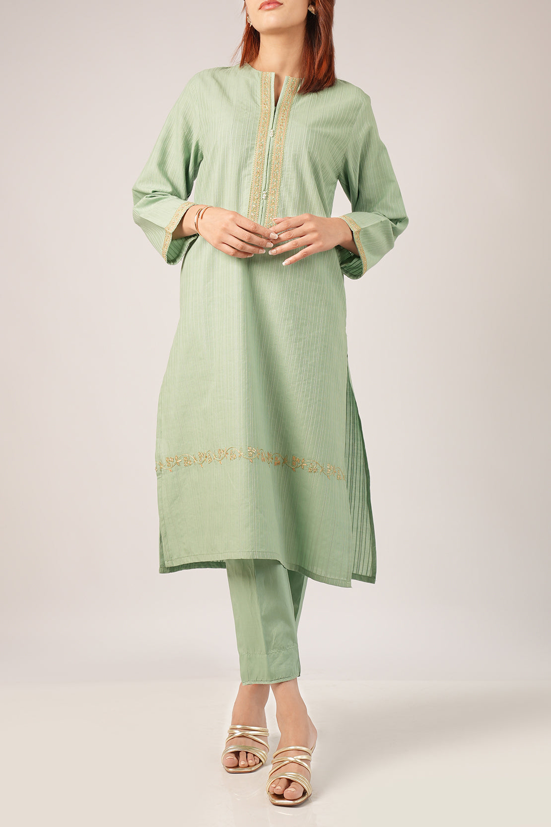 Cotton Jacquard Embroidered Stitched 2 Piece (Shirt/Trouser)