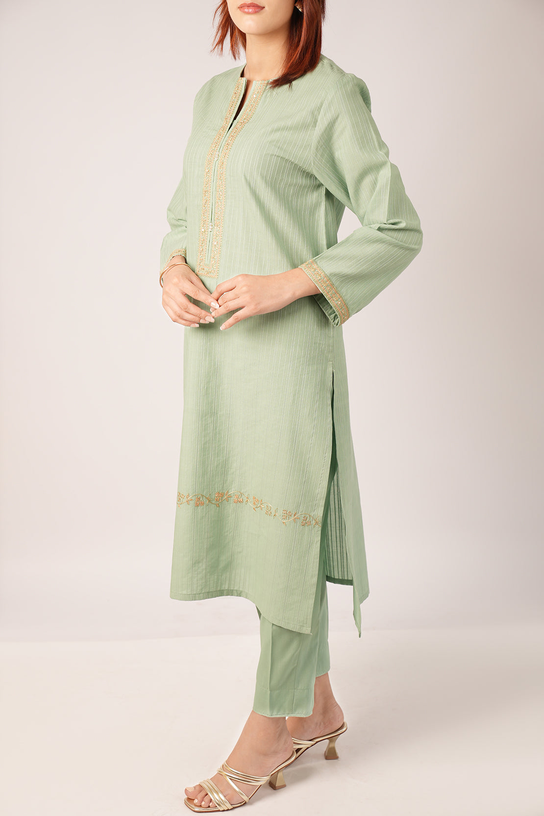 Cotton Jacquard Embroidered Stitched 2 Piece (Shirt/Trouser)