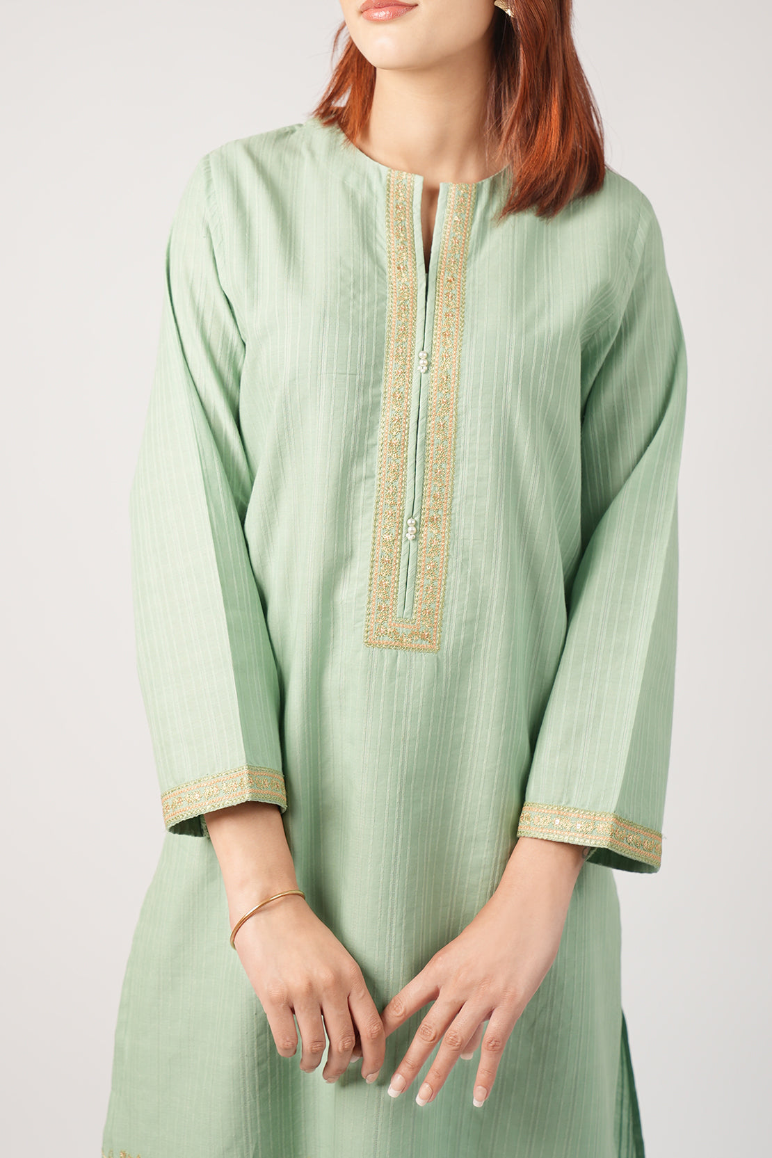 Cotton Jacquard Embroidered Stitched 2 Piece (Shirt/Trouser)