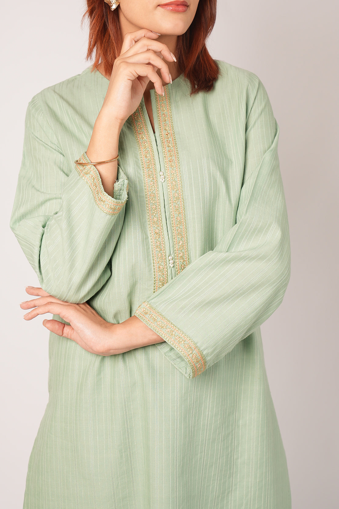 Cotton Jacquard Embroidered Stitched 2 Piece (Shirt/Trouser)