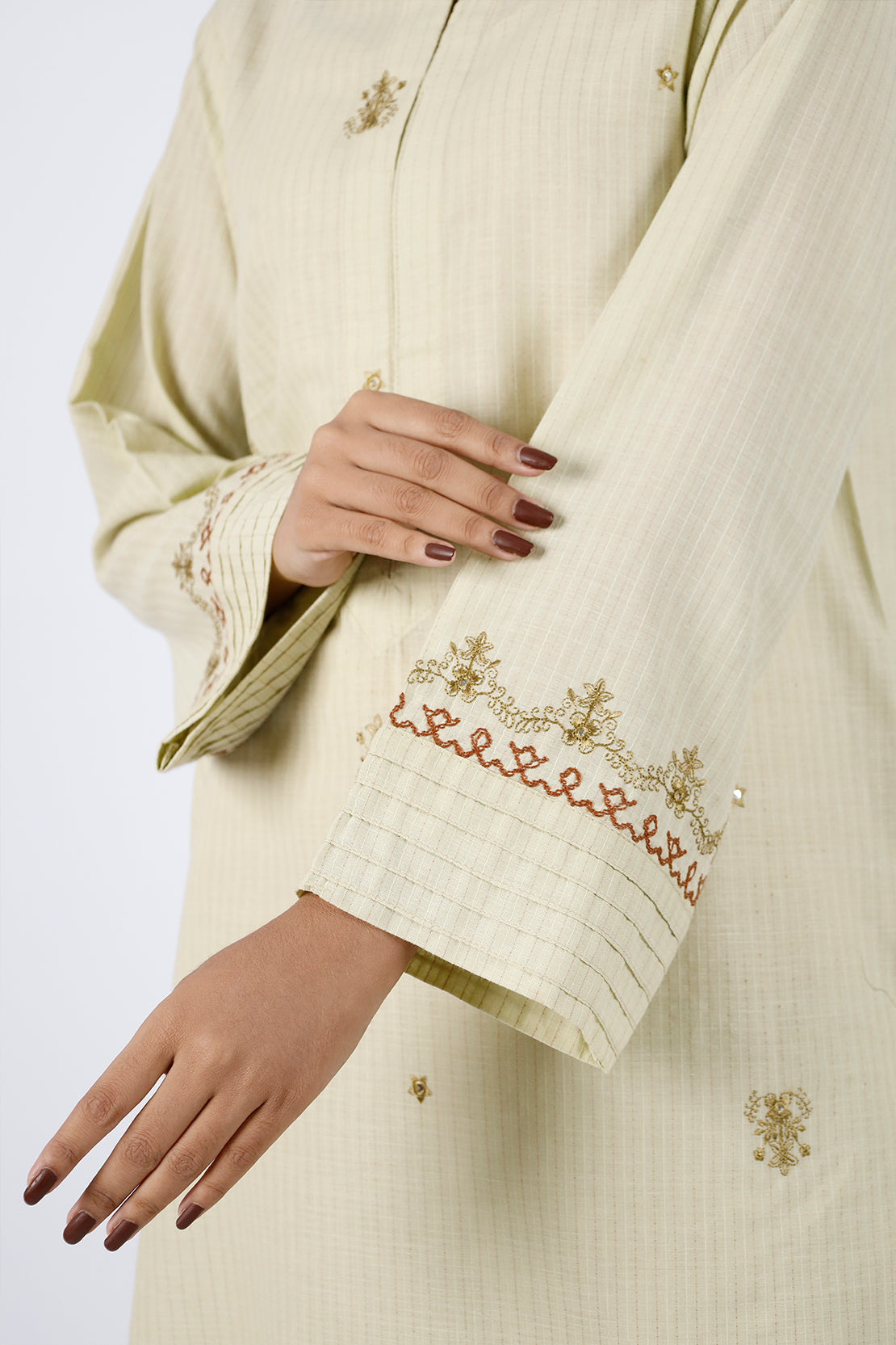 Embroidered Cotton Jacquard Stitched 2 Piece (Shirt/Trouser)