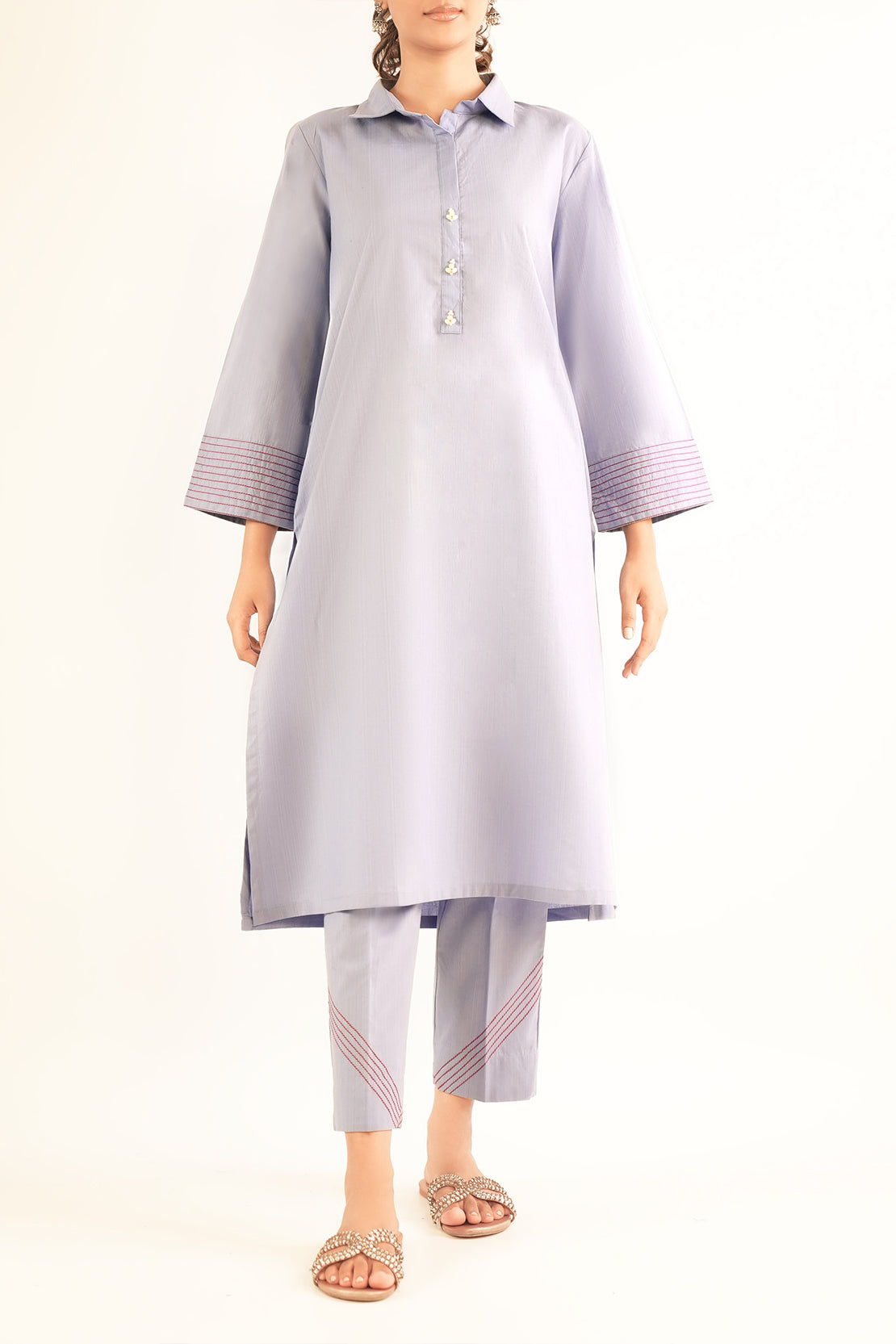 Cotton Jacquard Stitched 2 Piece (Shirt/Trouser)