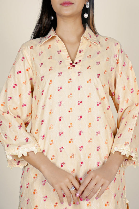 Cotton Jacquard Stitched 2 Piece (Shirt/Trouser)