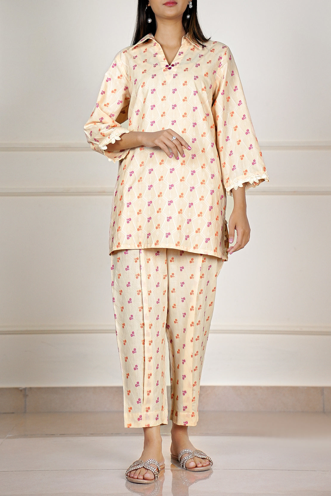 Cotton Jacquard Stitched 2 Piece (Shirt/Trouser)