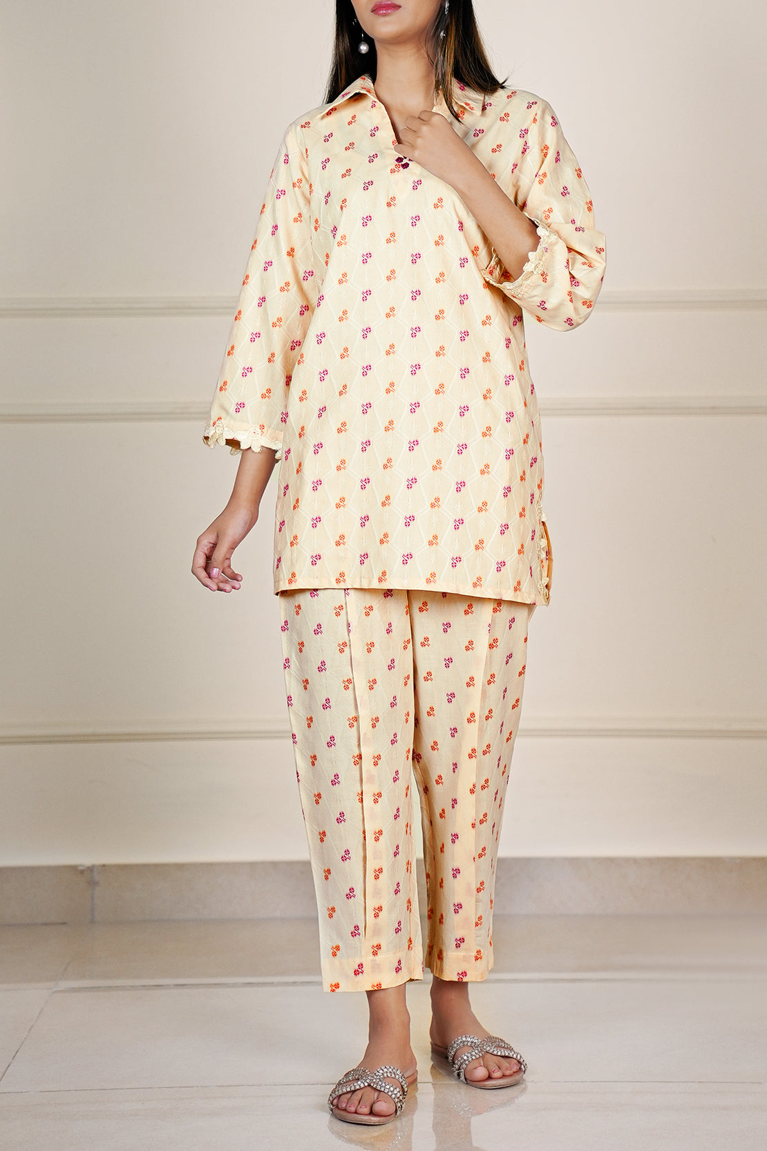 Cotton Jacquard Stitched 2 Piece (Shirt/Trouser)