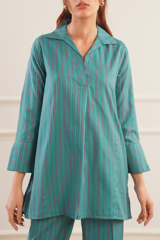 Cotton Jacquard Stitched 2 Piece (Shirt/Trouser)