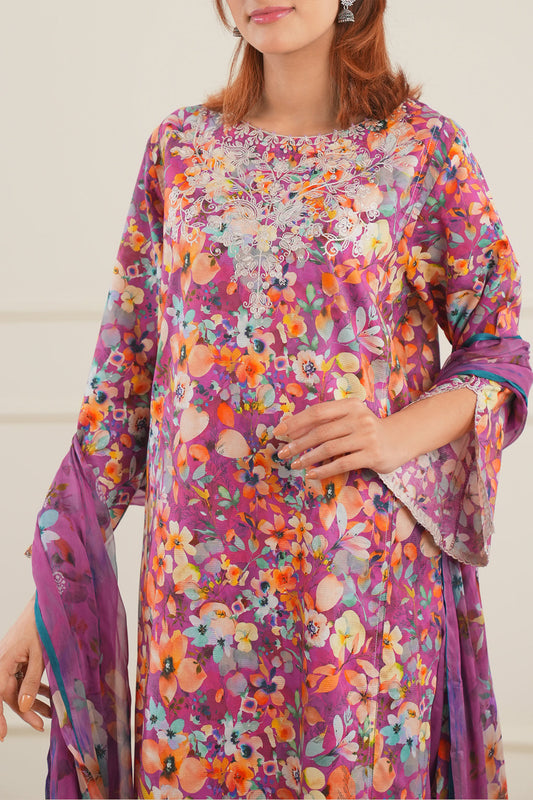 Embroidered Cotton Jacquard Stitched 2 Piece (Shirt/Trouser)