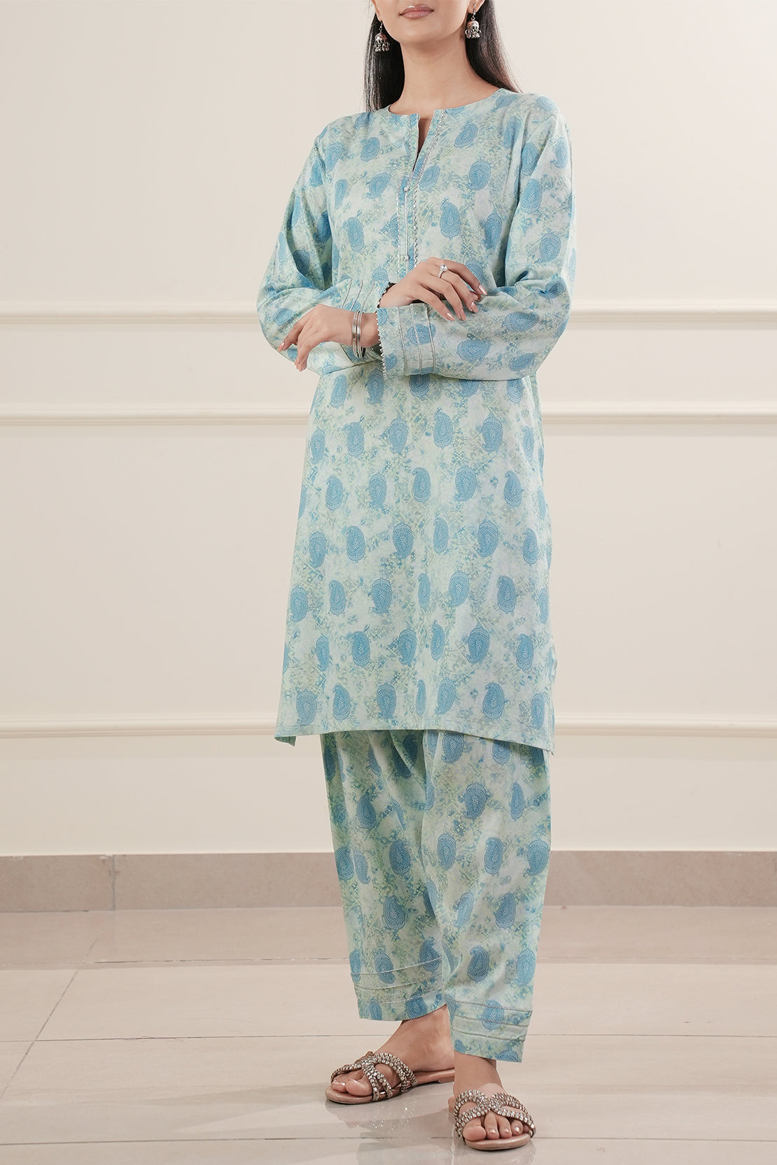 Printed Slub Cotton Stitched Shirt