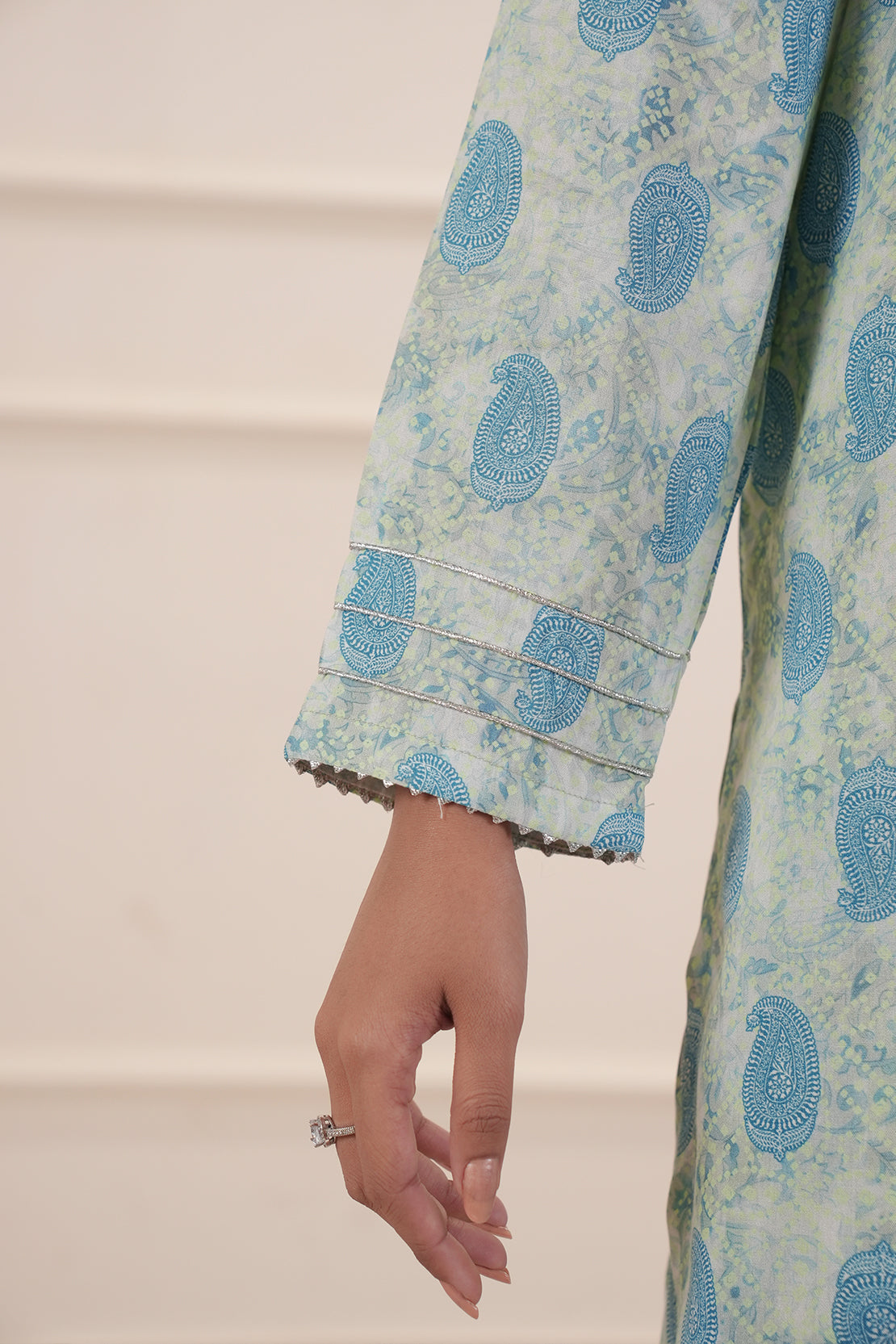 Printed Slub Cotton Stitched Shirt